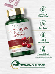 Close-up of Carlyle Tart Cherry Extract Capsules label