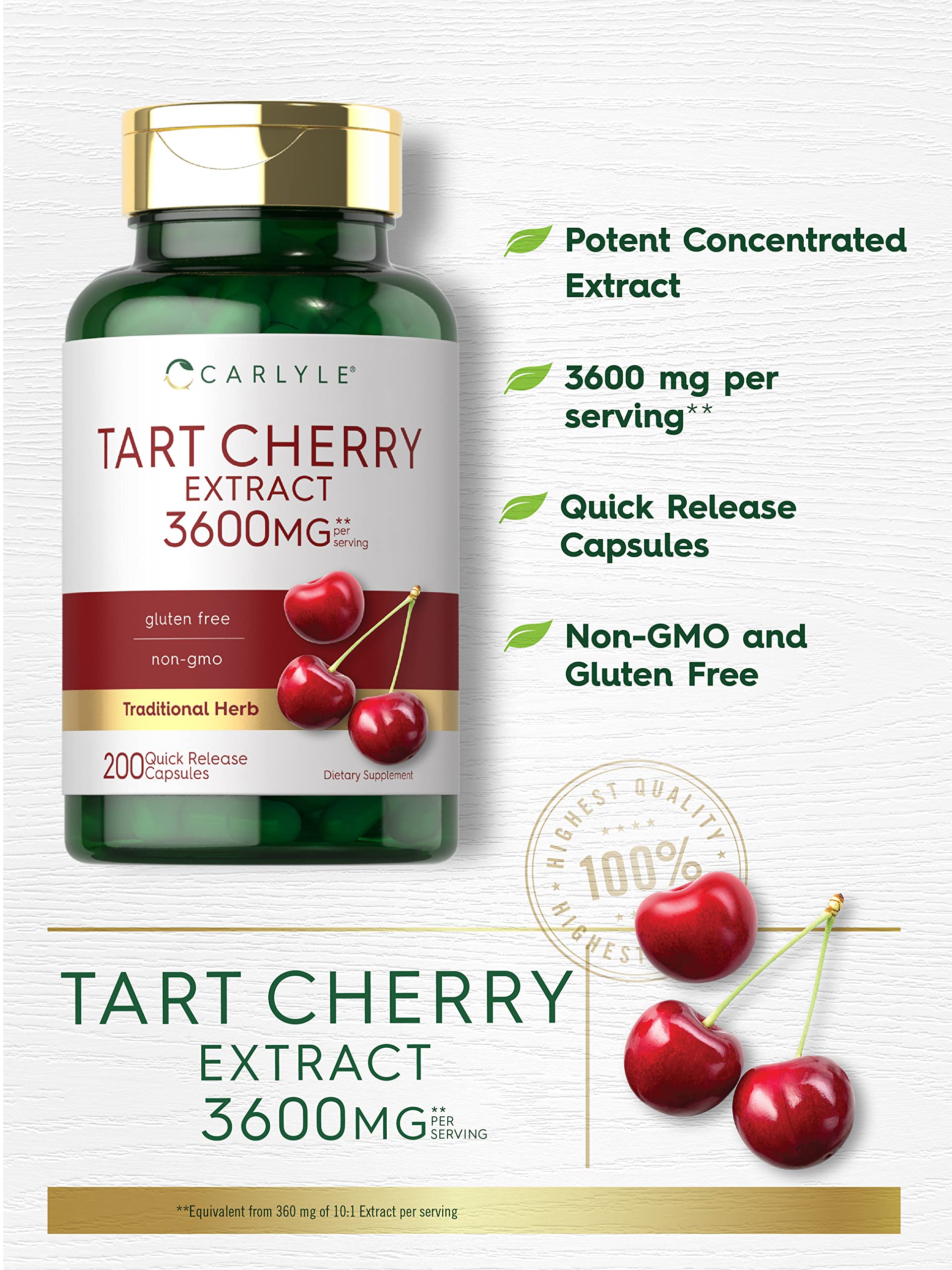 Carlyle Tart Cherry Extract Capsules packaging and bottle