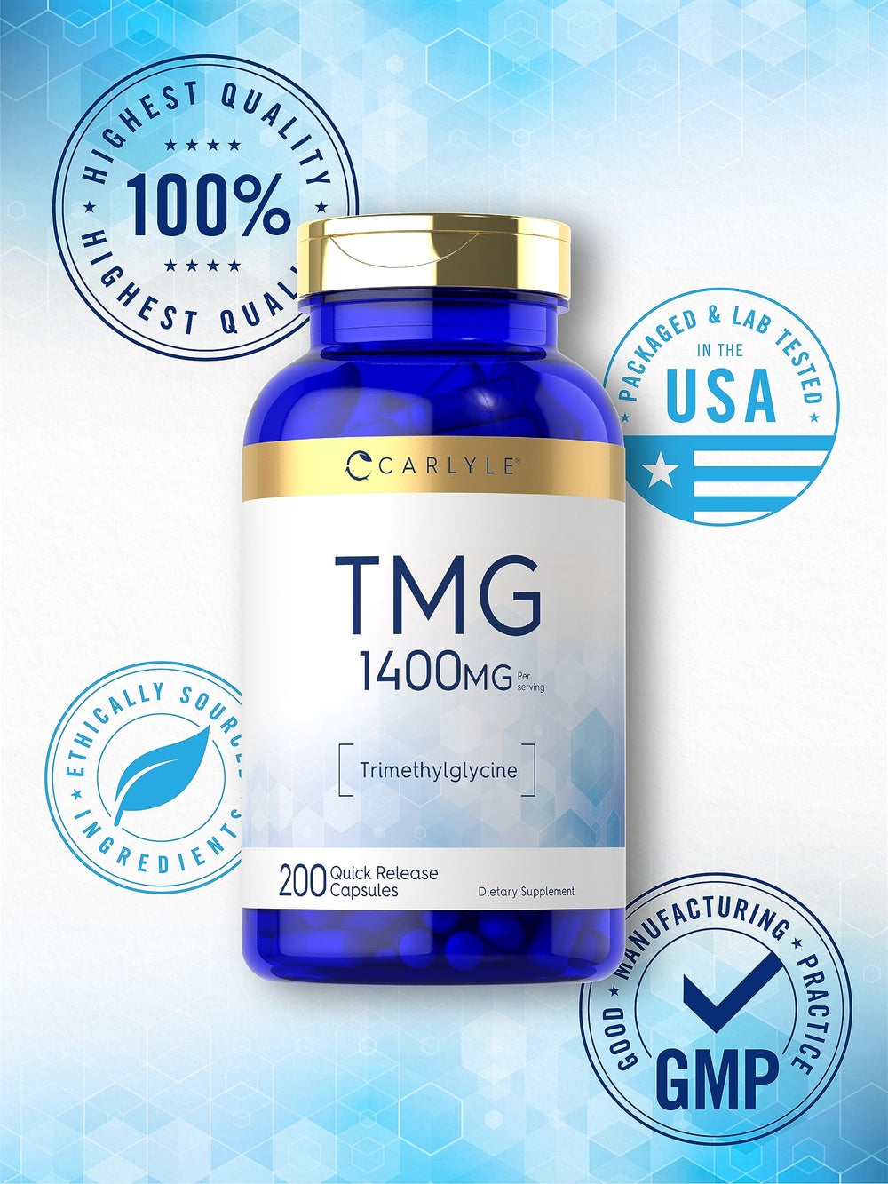 Carlyle TMG bottle on white background