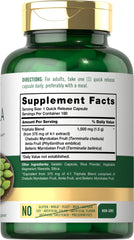 Close-up of Carlyle Triphala bottle label