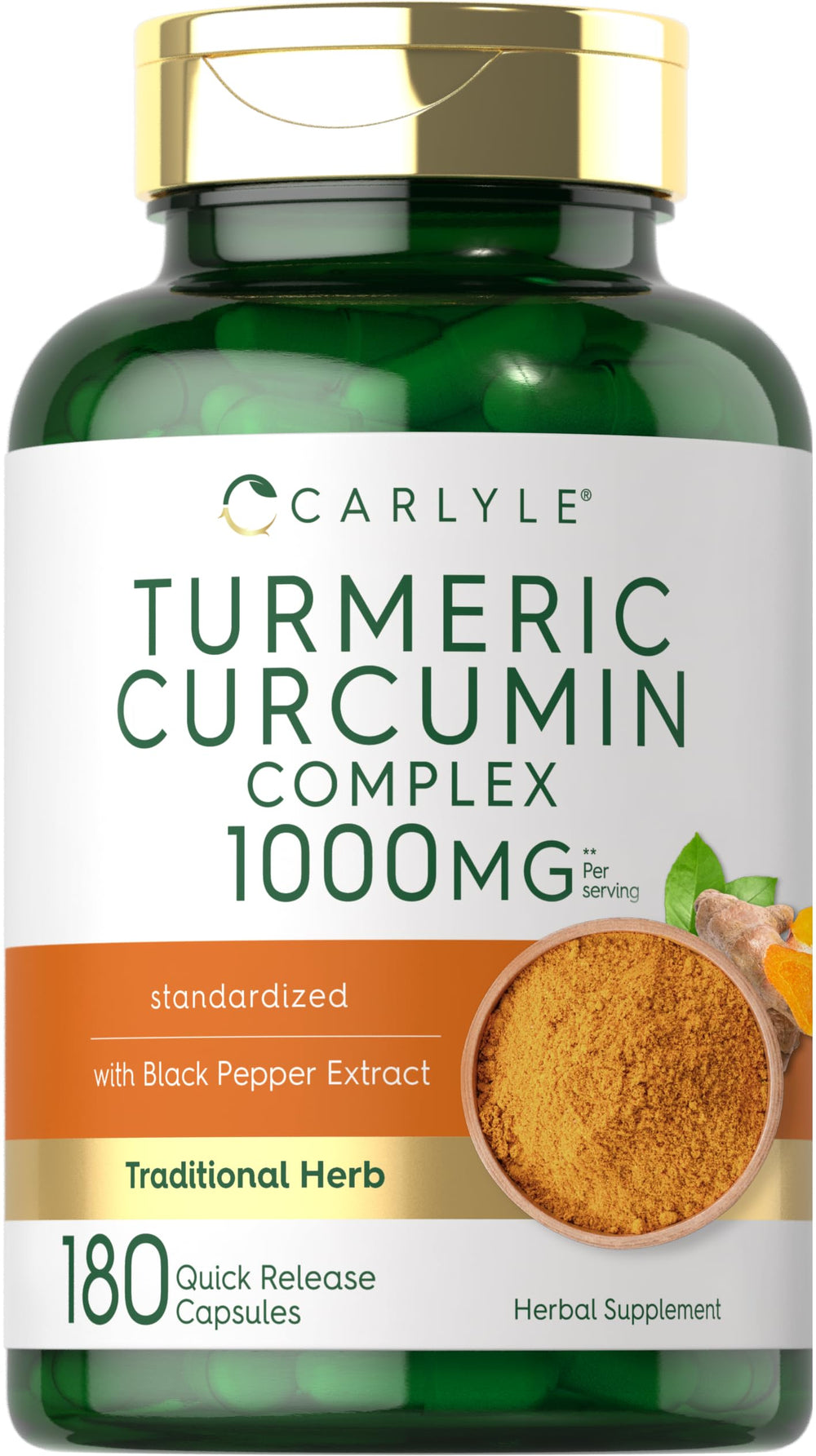 Carlyle Turmeric Curcumin 1000mg bottle with 180 capsules