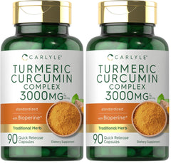 Front view of Carlyle Turmeric Curcumin 3000mg with Black Pepper 90-capsule pack (Pack 2)