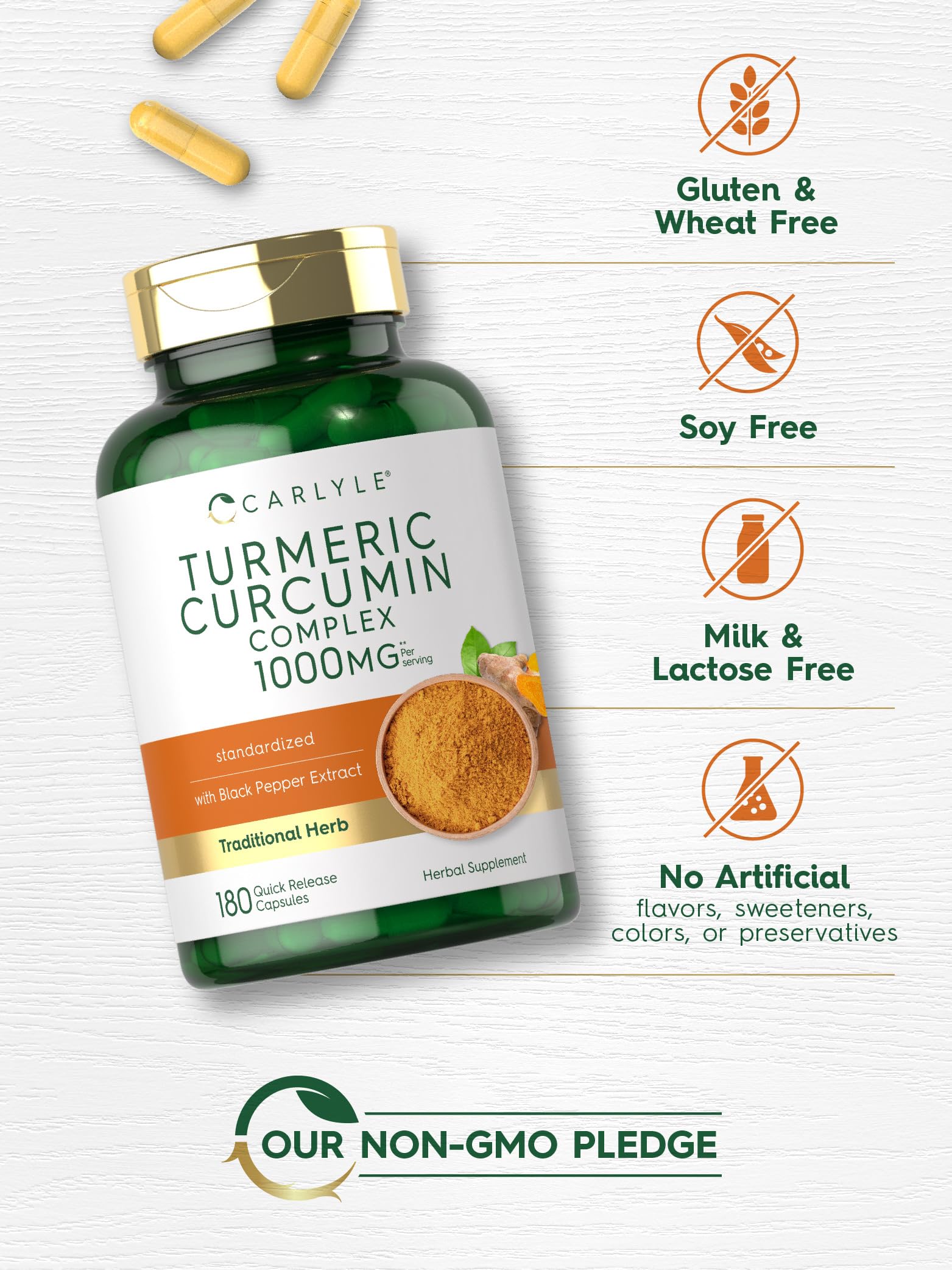 Carlyle turmeric-curcumin with black pepper highlights enhanced absorption
