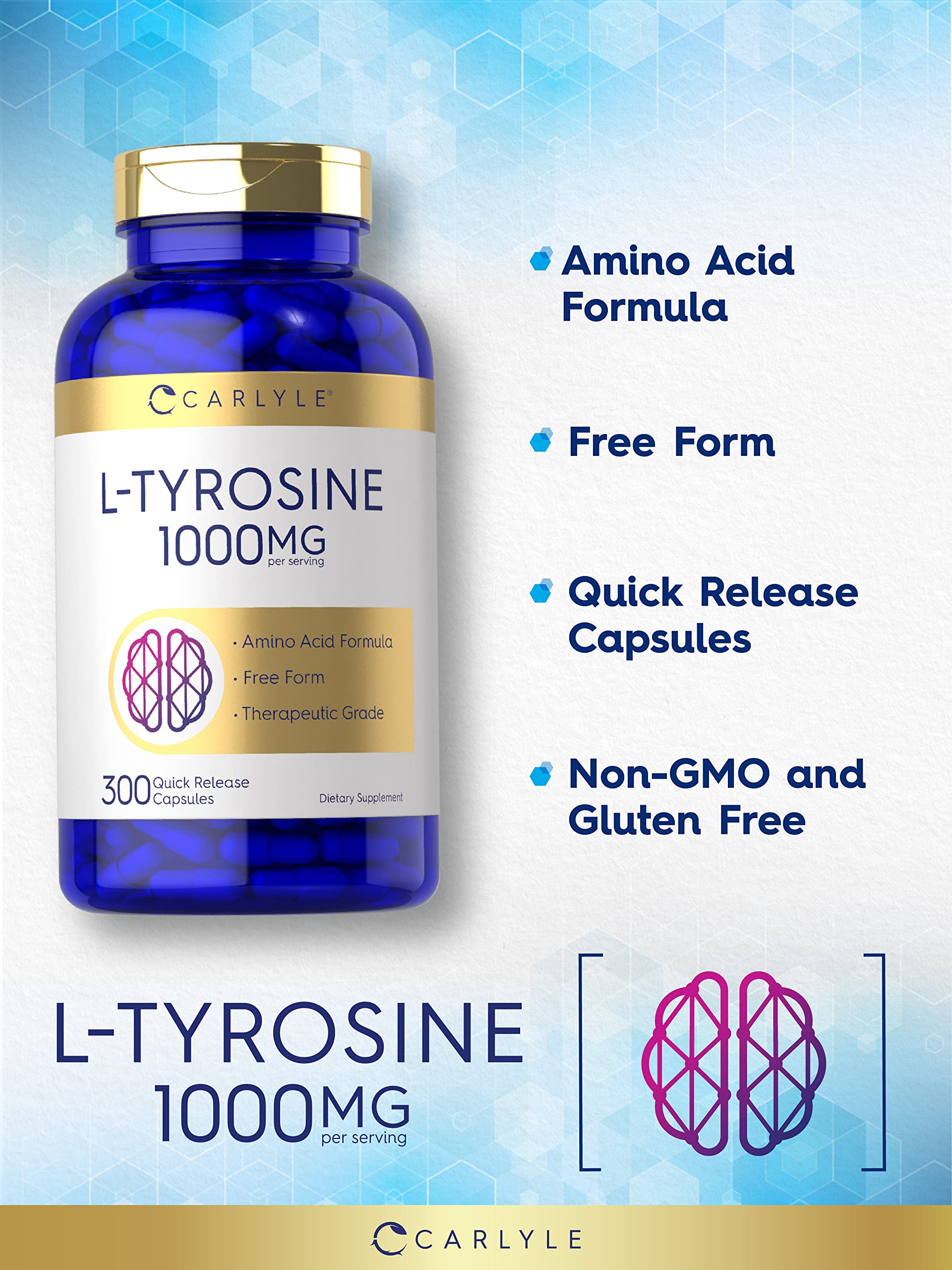 Therapeutic grade Tyrosine 1000mg per serving