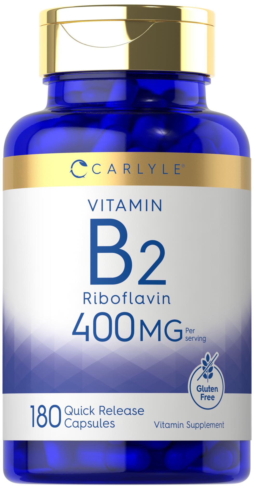 Carlyle Vitamin B-2 400mg bottle - 180 count, Riboflavin (B2) supplement