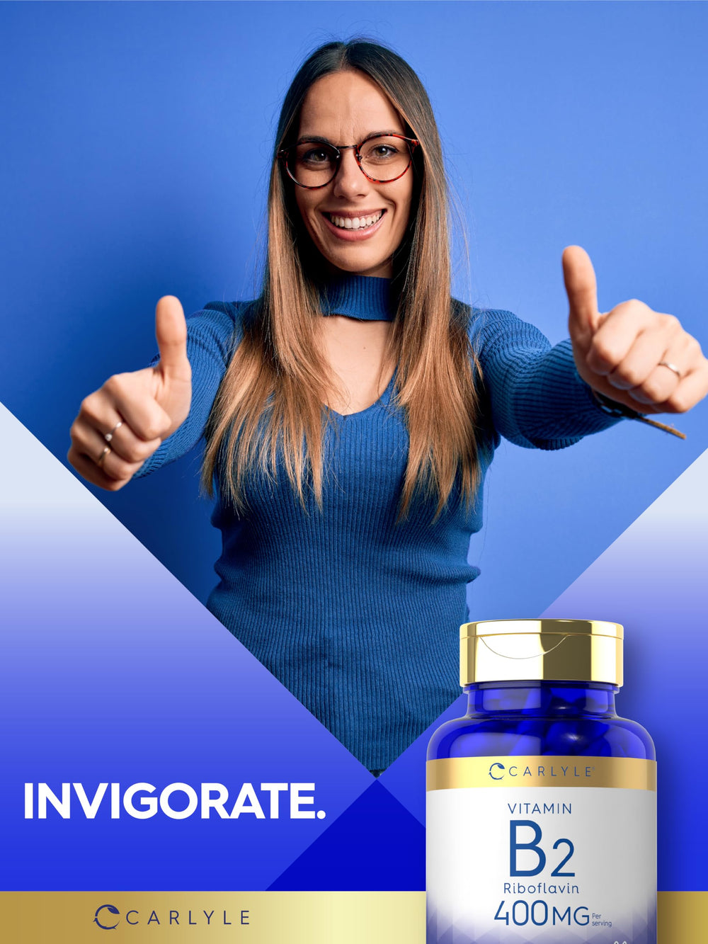 Non-GMO, Gluten Free Carlyle Vitamin B-2 400mg bottle