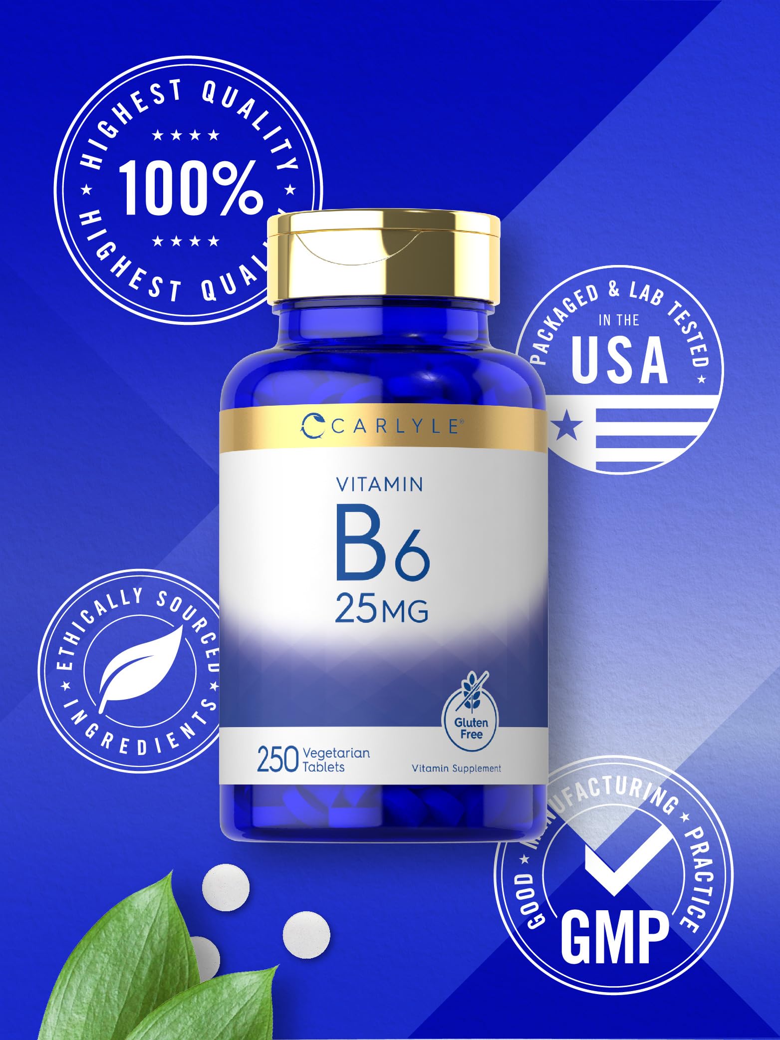 Gluten-free and Non-GMO Carlyle Vitamin B6 supplement