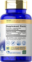 Ingredients list for Carlyle Vitamin B6 25 mg vegetarian tablets