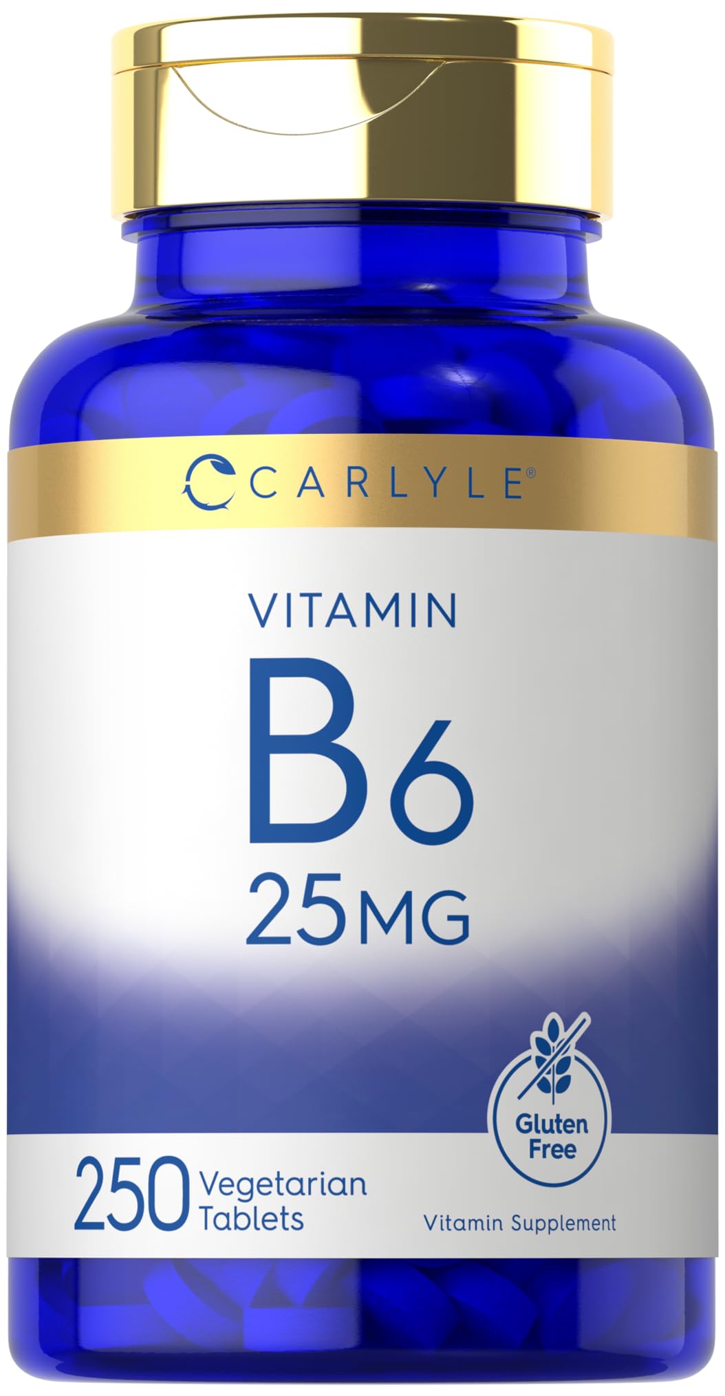 Carlyle Vitamin B6 25 mg 250 tablets bottle label