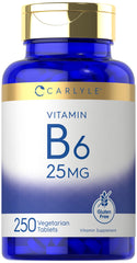 Carlyle Vitamin B6 25 mg 250 tablets bottle label