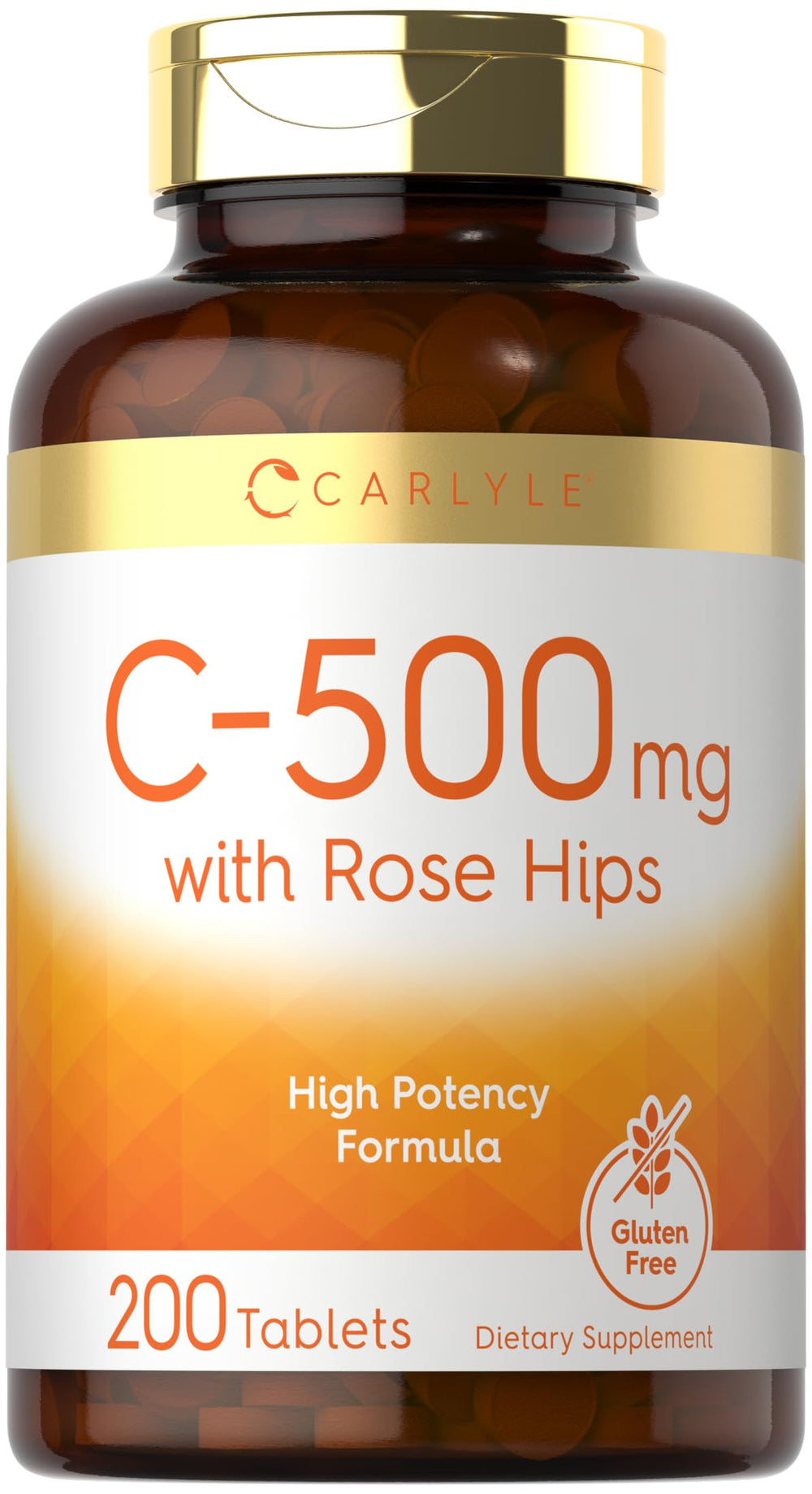 Carlyle Vitamin C with Rose Hips 500mg bottle front label