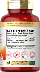 Close-up of Carlyle Vitamin D3 label on bottle