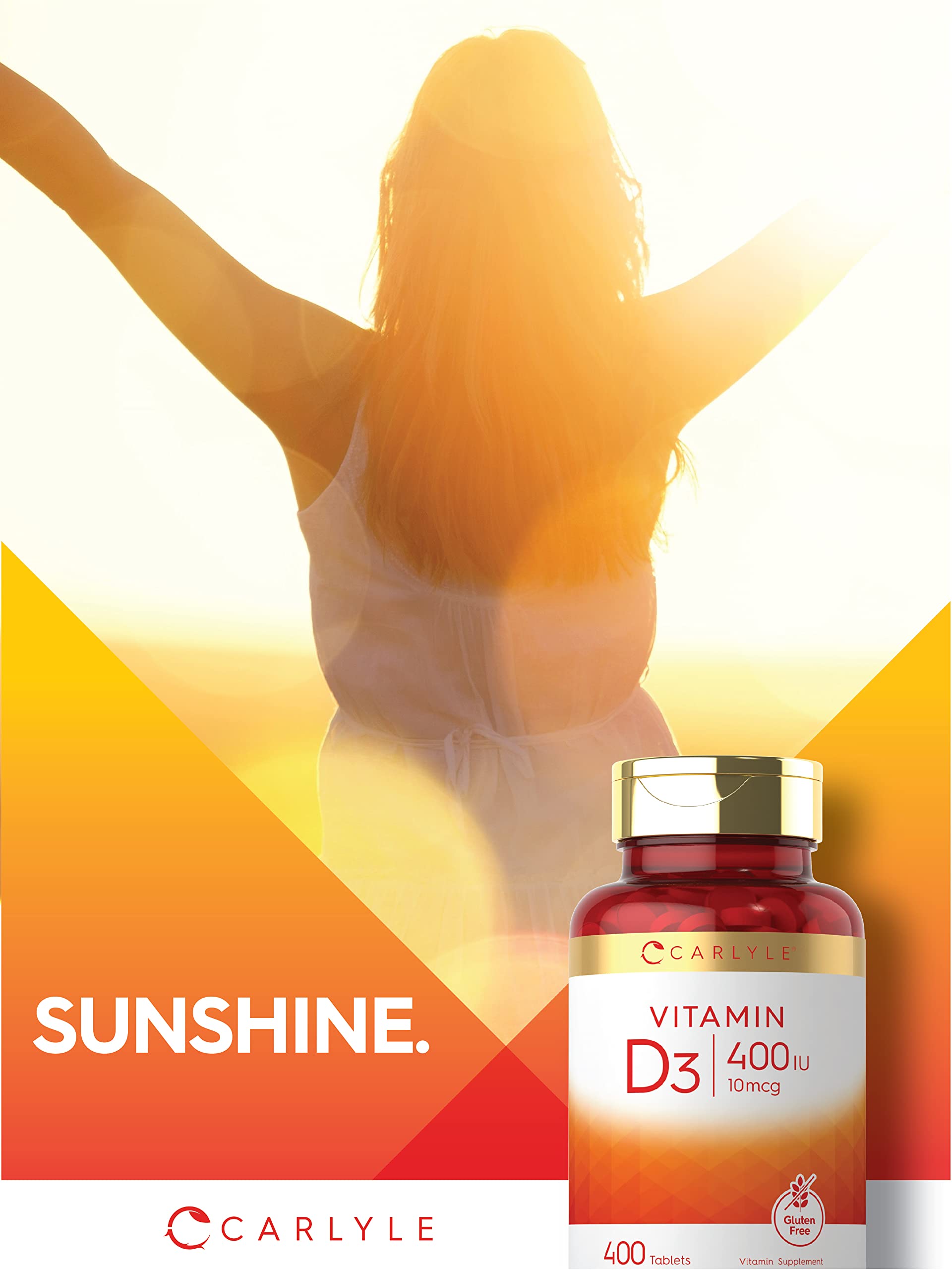Gluten-free and non-GMO Carlyle Vitamin D3 400 IU tablets