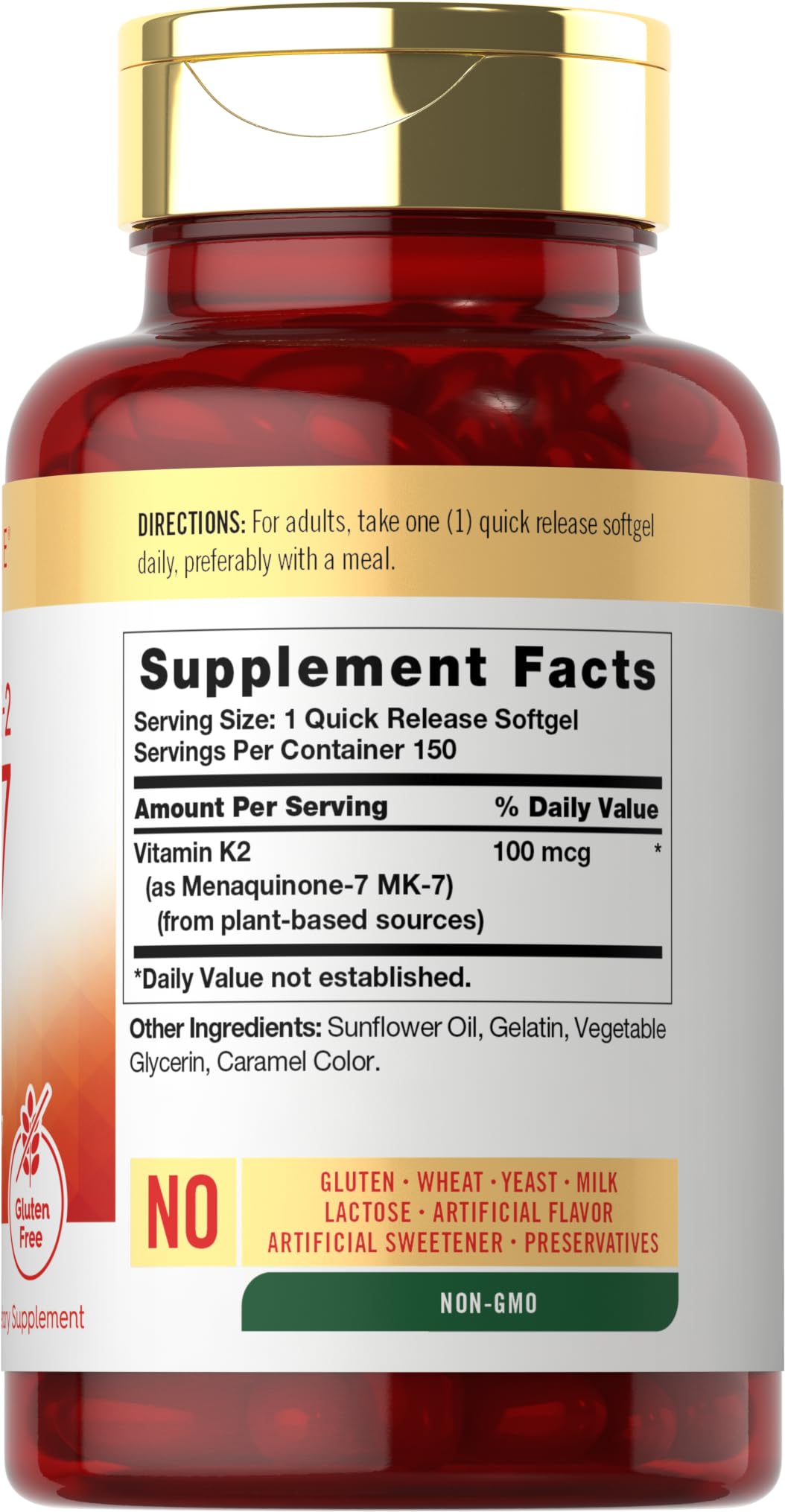 Vitamin K2 MK7 100 mcg softgels close-up
