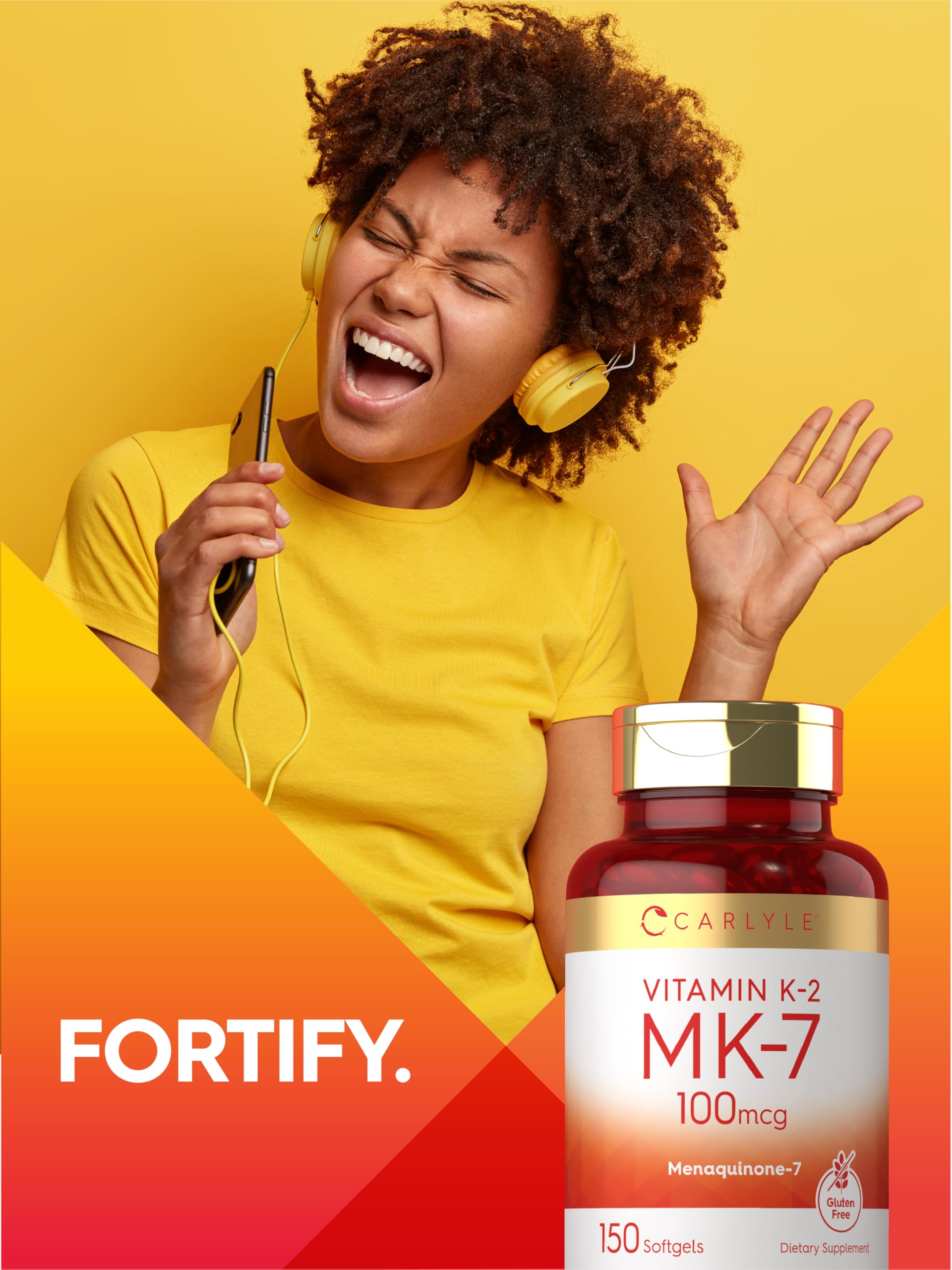 Product shot of Carlyle Vitamin K2 MK7 100 mcg on white background