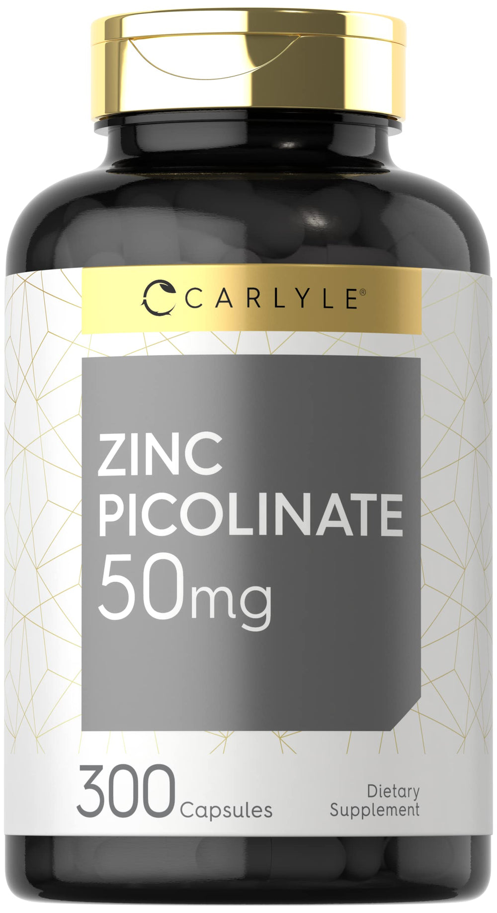 Carlyle Zinc Picolinate 50mg bottle label and capsule