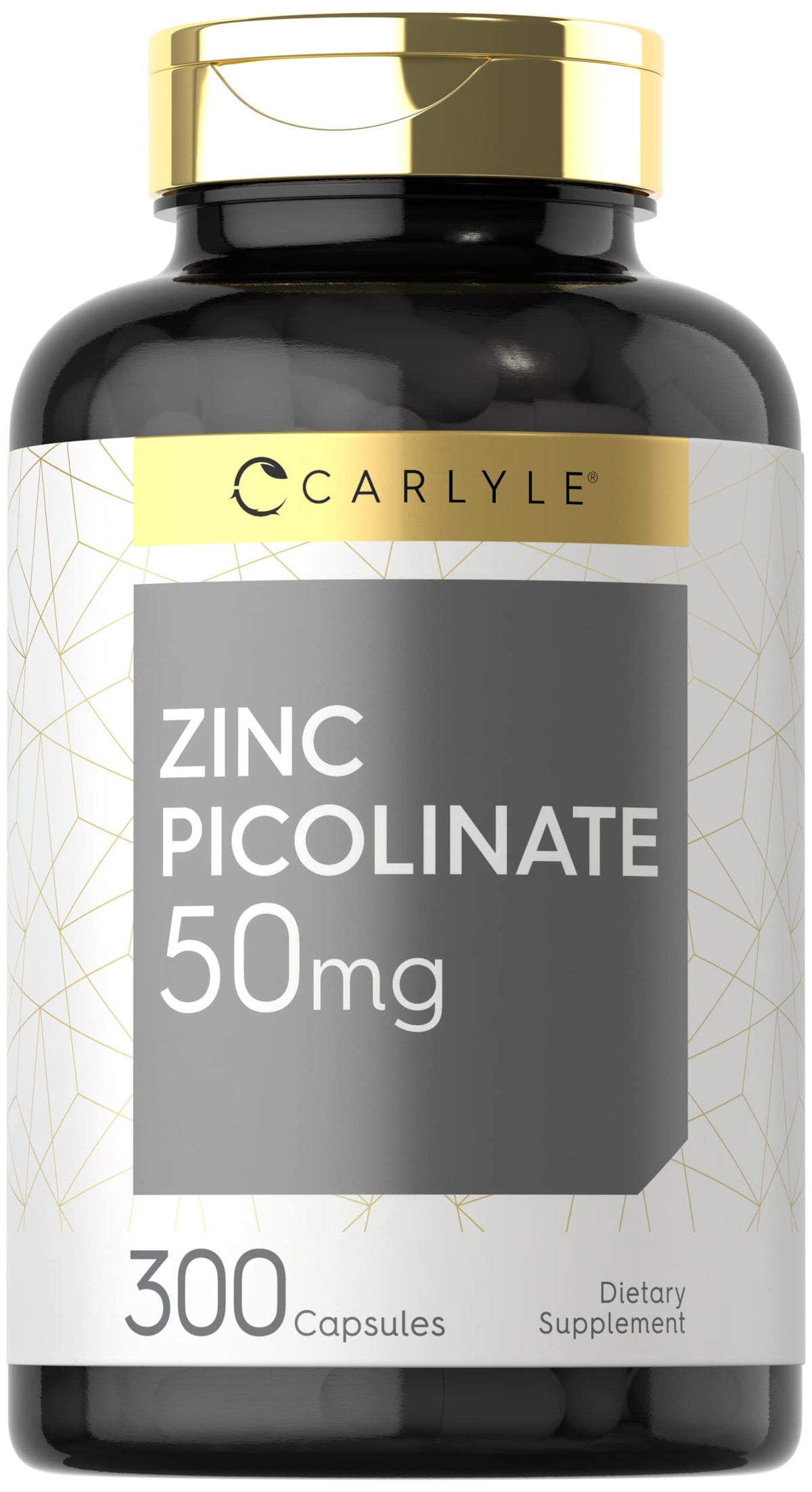 Carlyle Zinc Picolinate 50mg bottle label and capsule