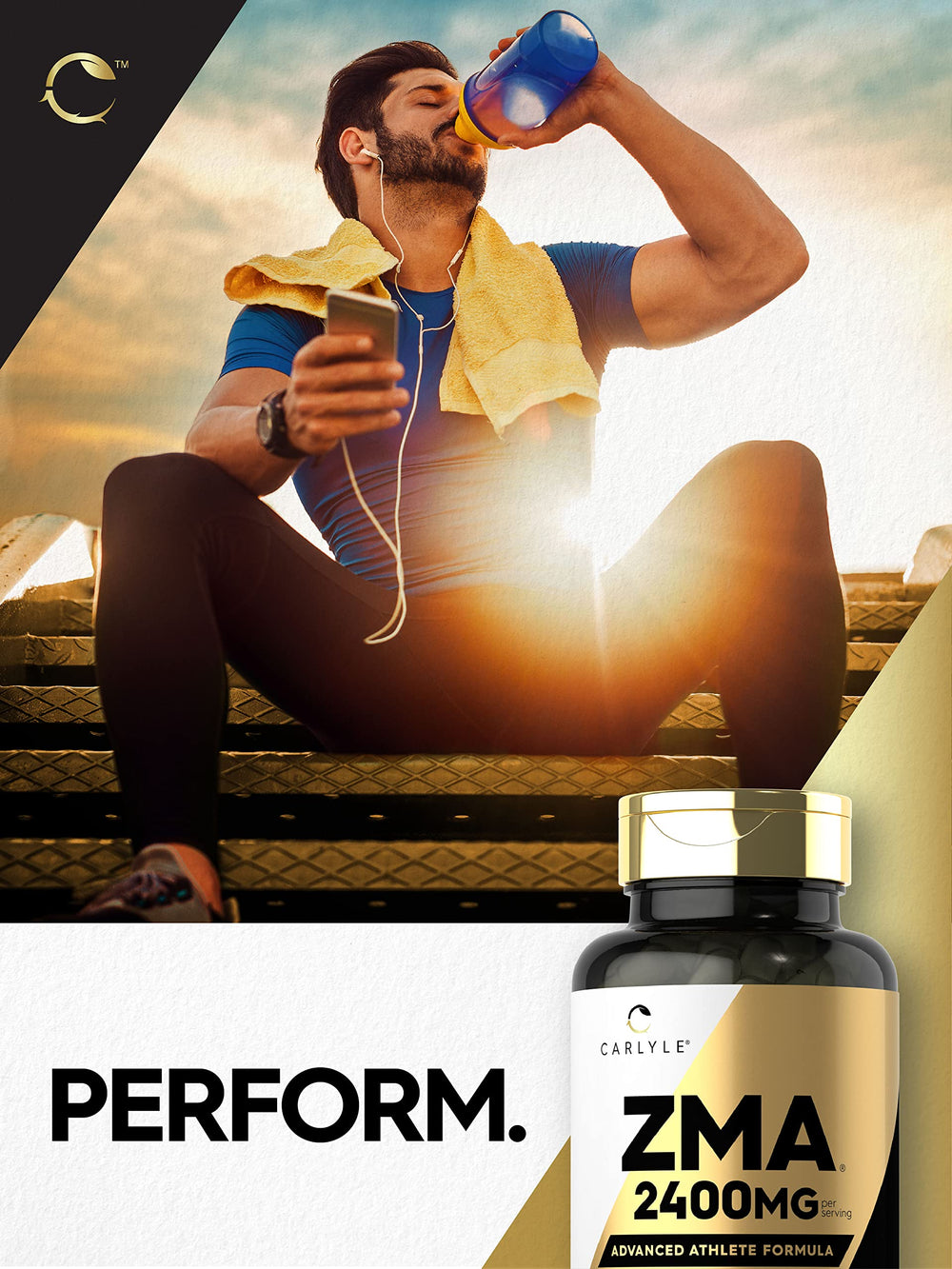 Athlete taking Carlyle ZMA before workout