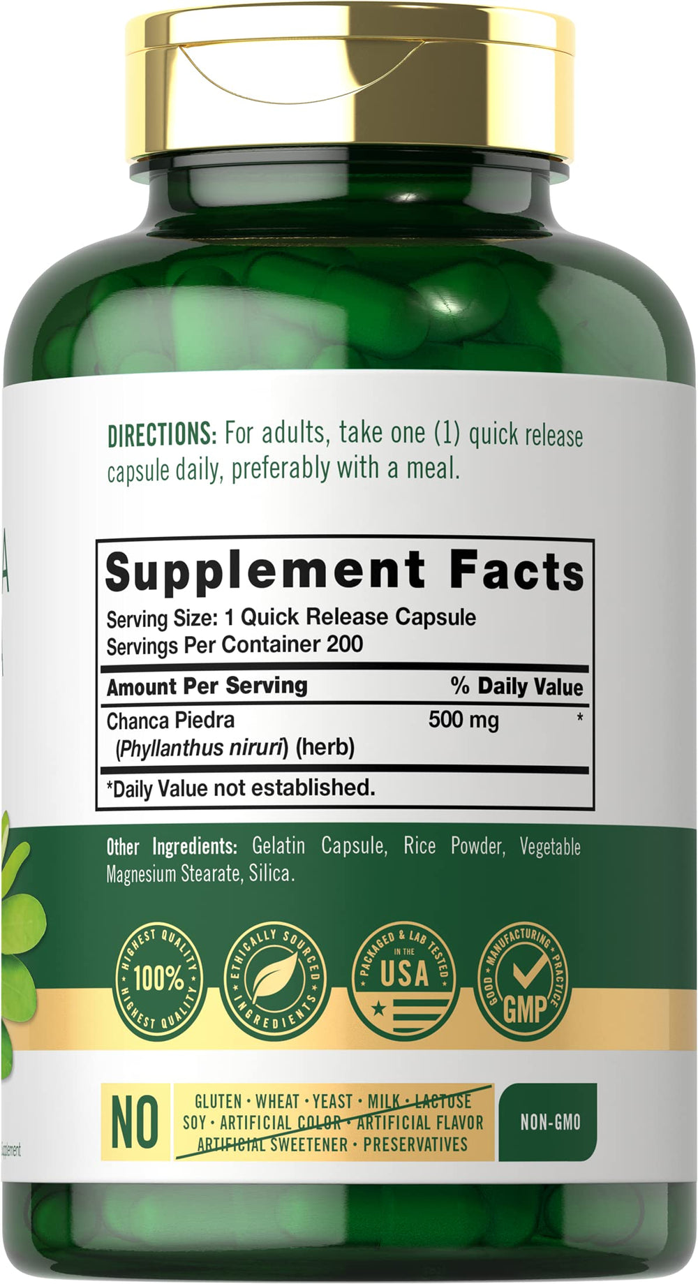 Close-up of Chanca Piedra capsules