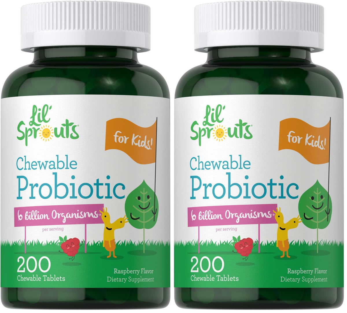 Front view of Carlyle Probiotics for Kids Chewables Raspberry bottle