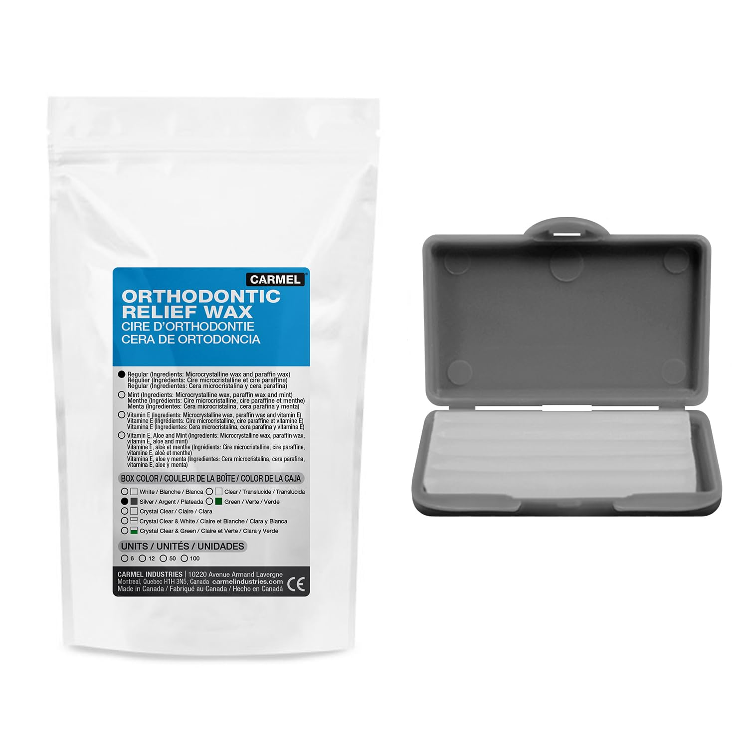 Carmel Orthodontic Wax unscented box packaging front view