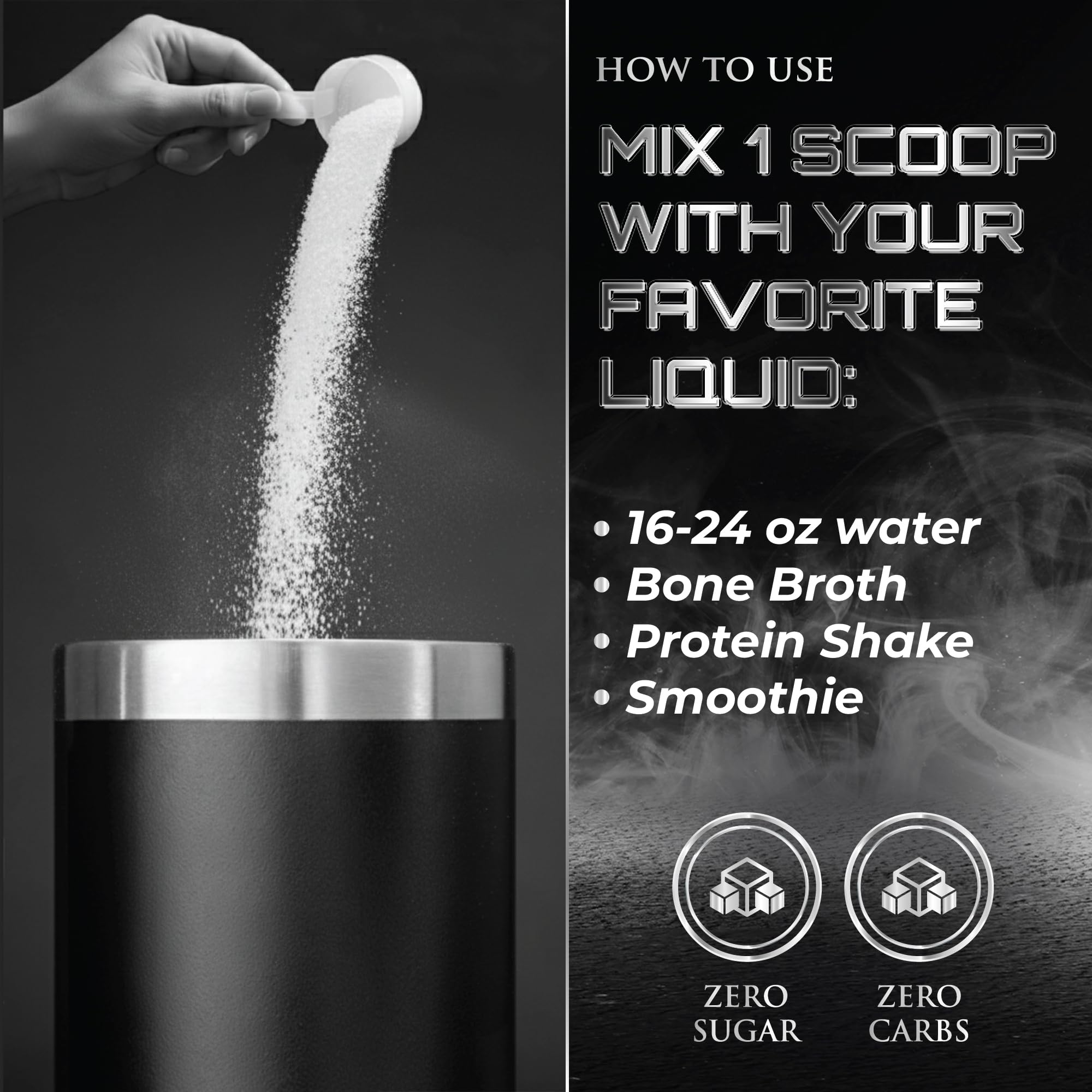 Serving scoop with powder and glass of water