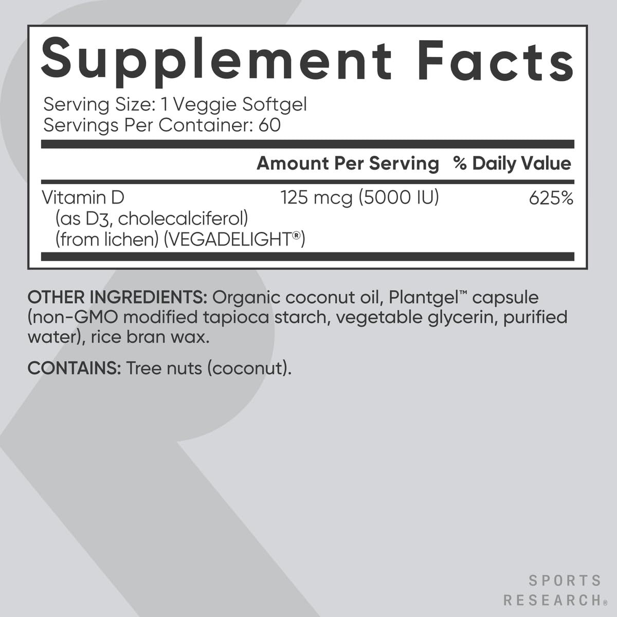Carrageenan-free symbol for the vitamin D3 supplement