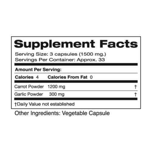 Close-up of Seagate Carrot and Garlic 500mg 100 Capsules bottle capsules