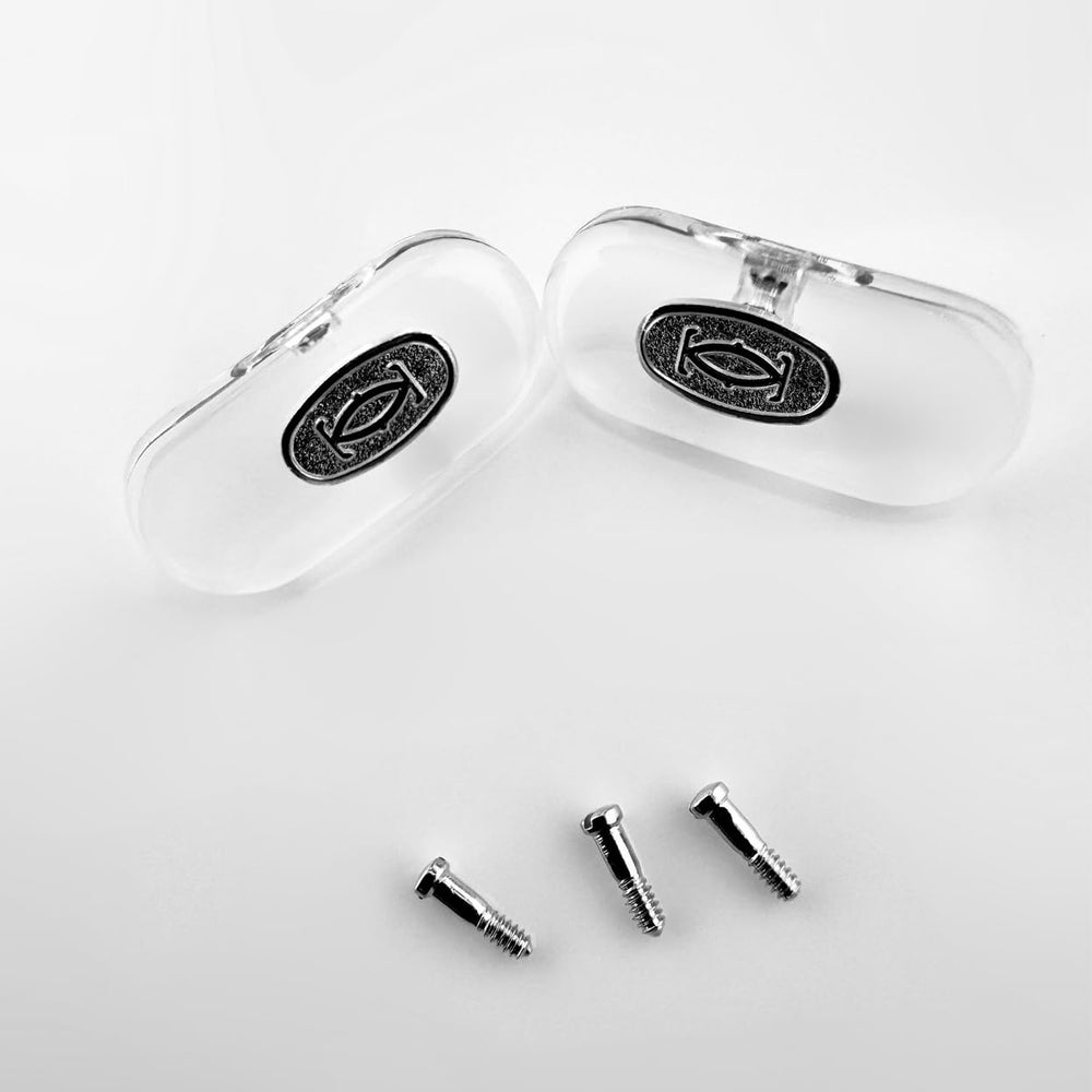 Kit includes 3 screws, 2 nose pads, and 1 screwdriver