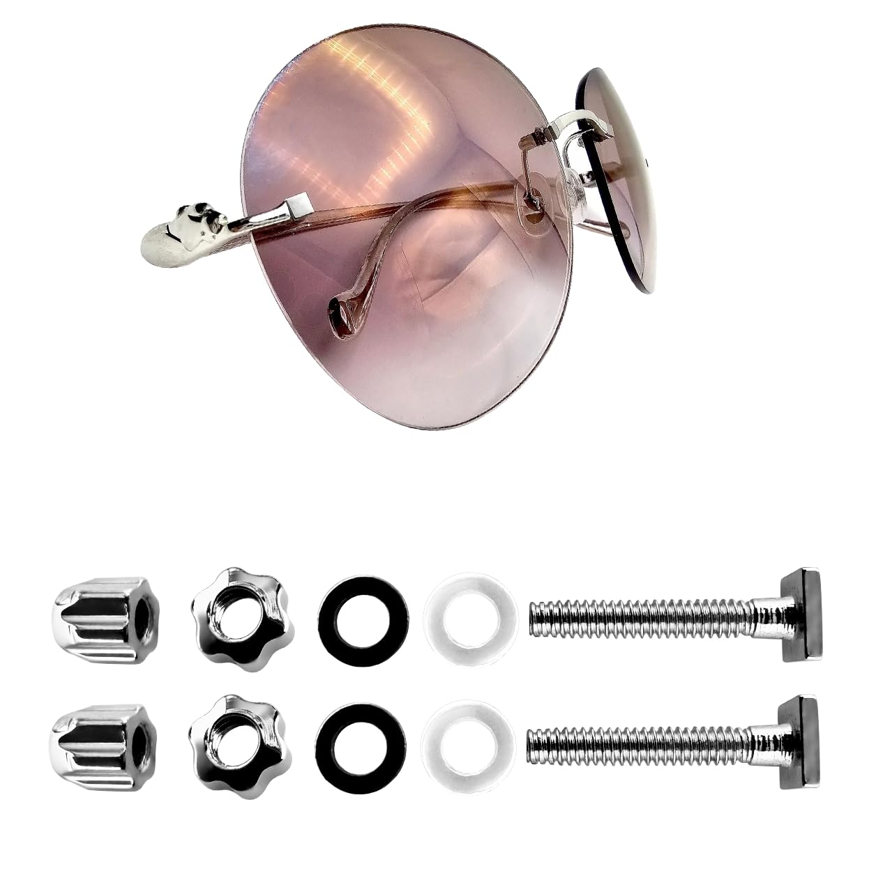 Repair kit components including screws and nuts