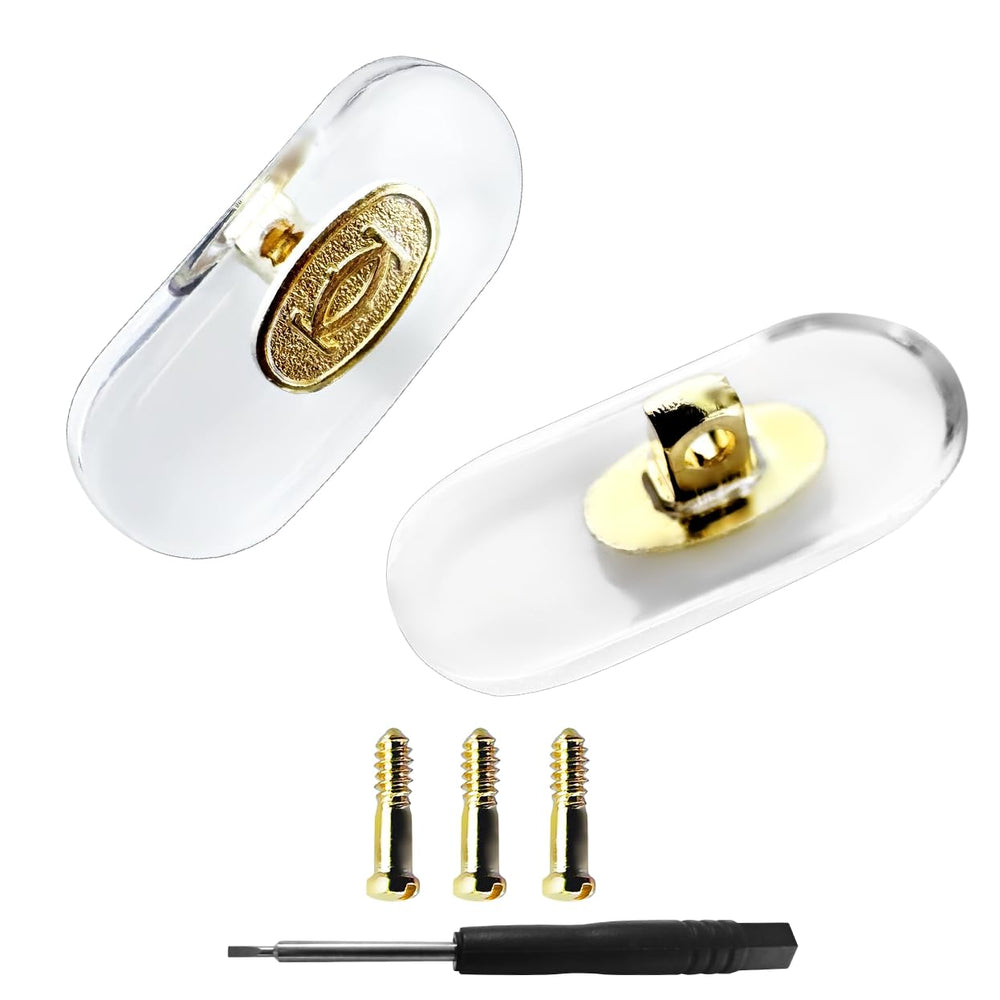 Gold replacement screws and nose pads kit for Cartier sunglasses with screwdriver included