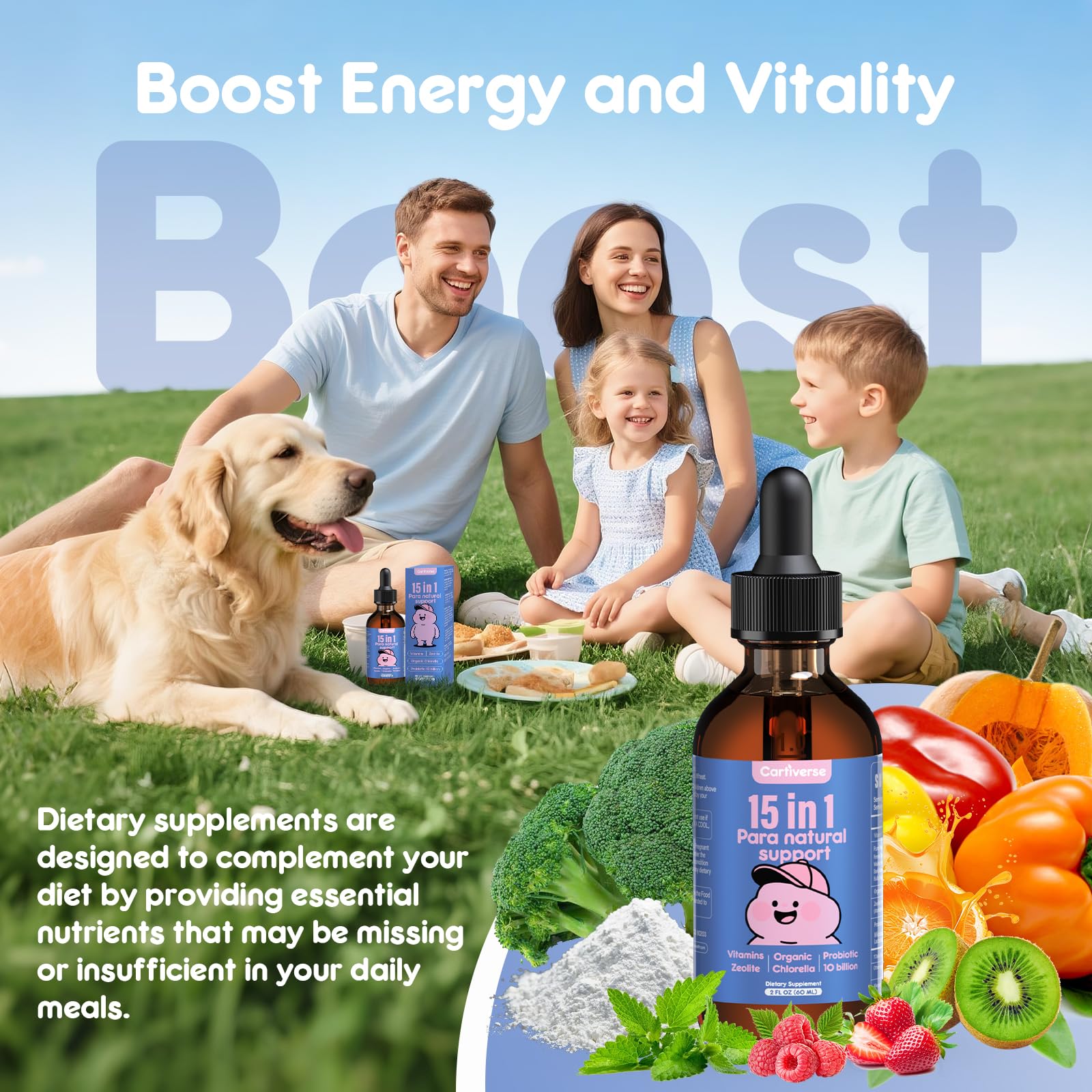 Kid-friendly berry-flavored parasite cleanse drops for children