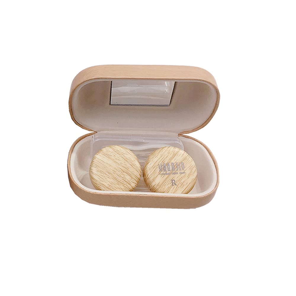 Caruncoo wood grain travel contact lens case – outer brown box