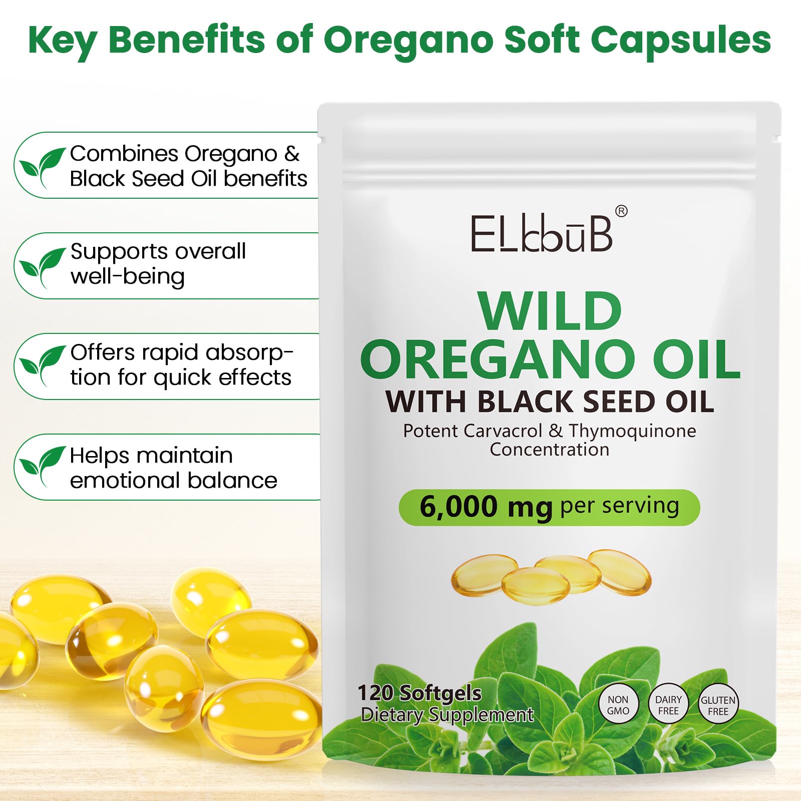 Graphic showing carvacrol content of 165mg per serving