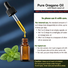 Pure and undiluted formula: oregano oil and black seed oil