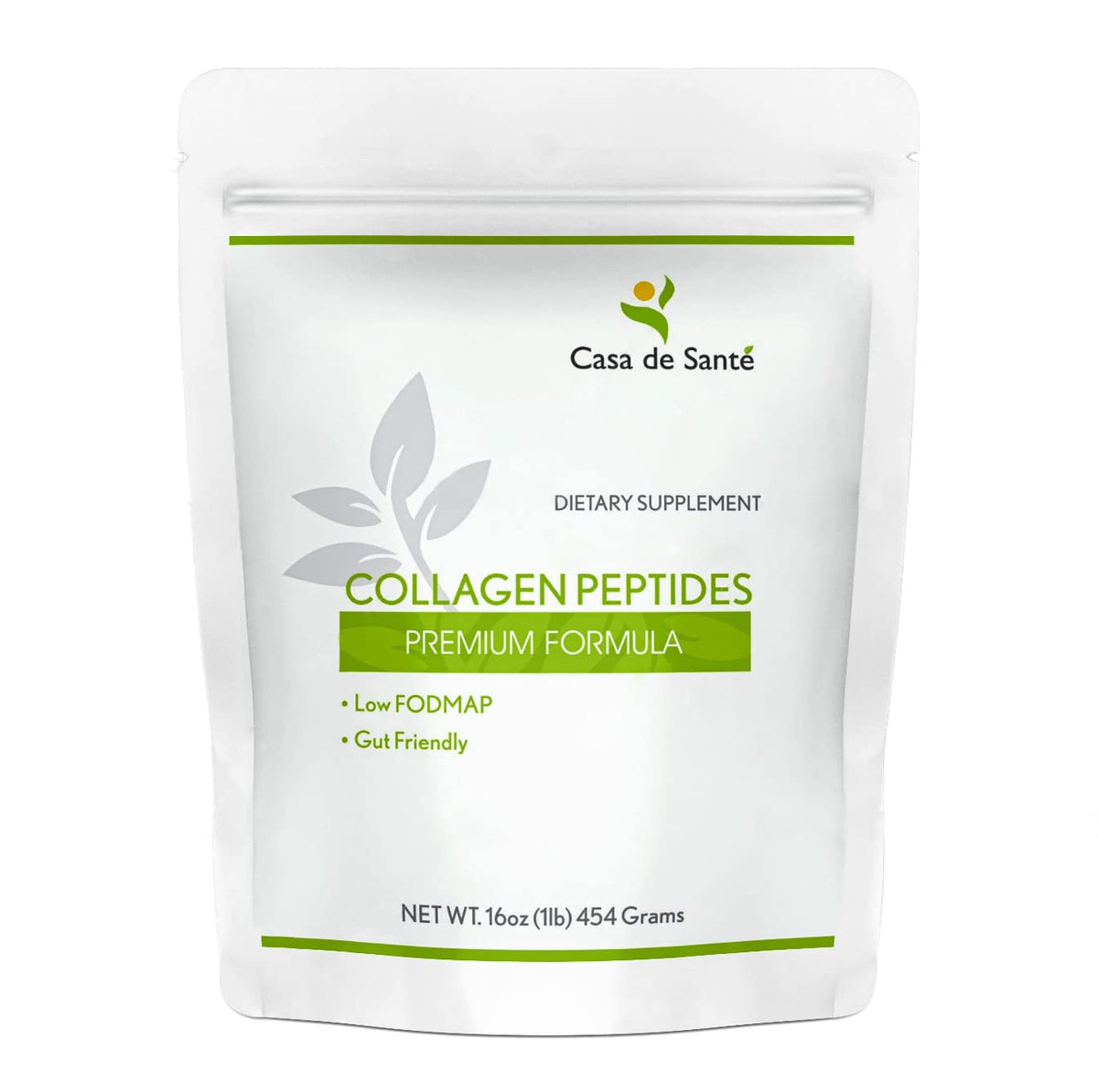 Casa de Sante Low FODMAP Certified Collagen Peptides bottle and powder