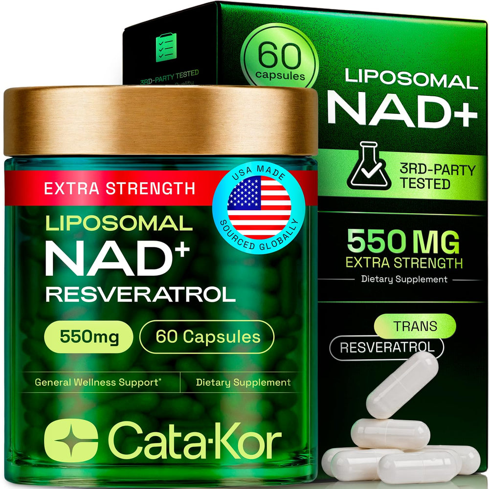 Cata-Kor Liposomal NAD+ with Resveratrol bottle – front view