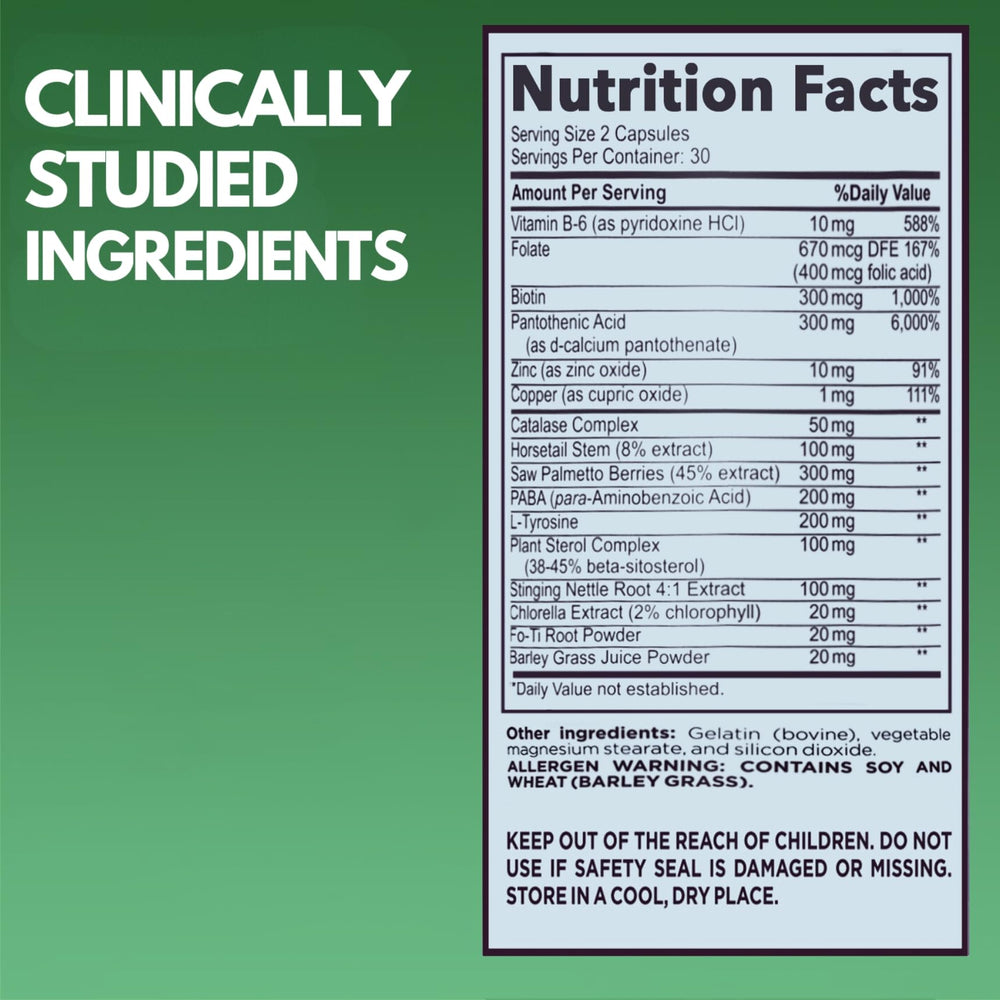 Close-up of catalase and hair-restoration ingredients