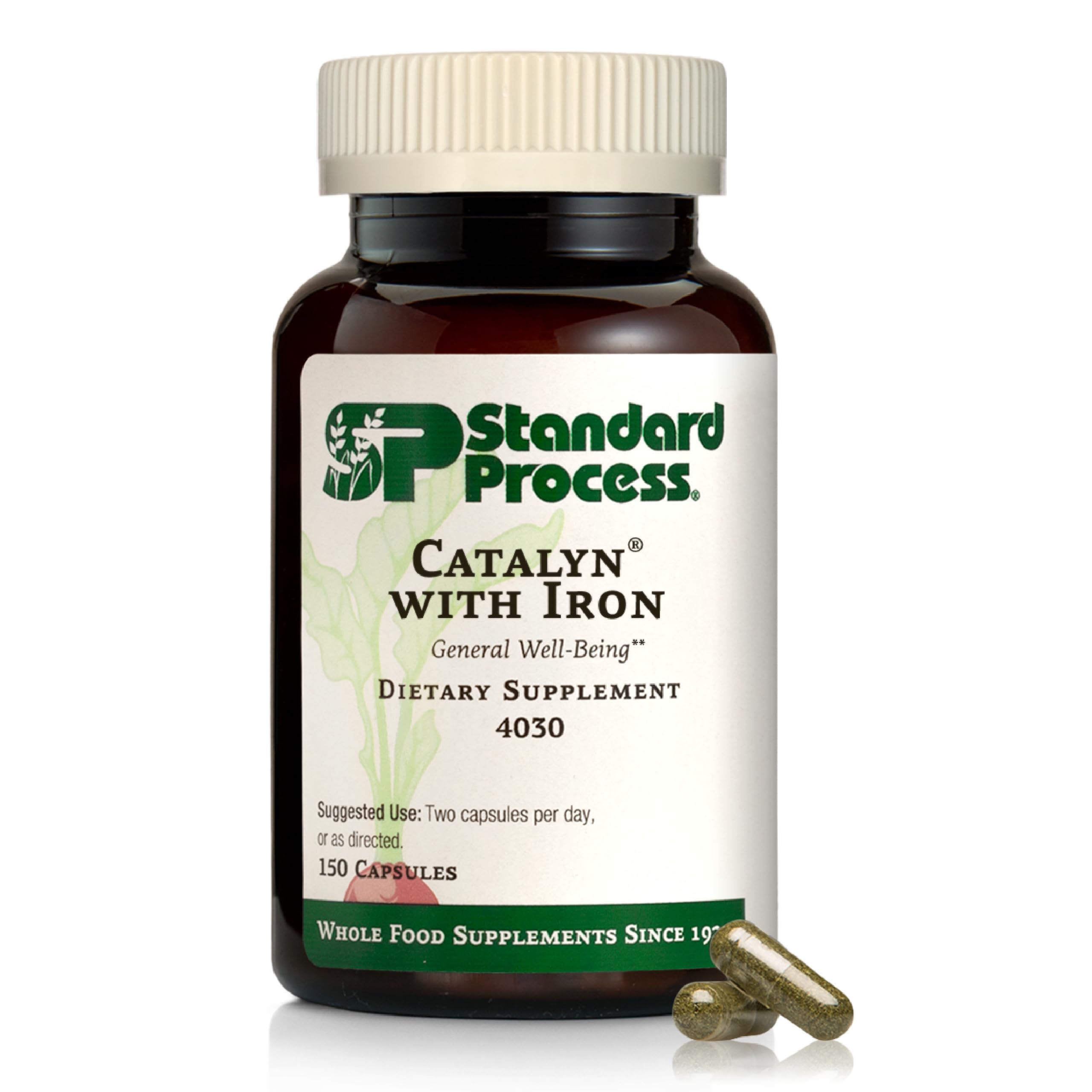 Front view of Standard Process Catalyn with Iron bottle — 150 capsules