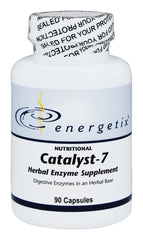 Close-up of Catalyst-7 bottle and capsules