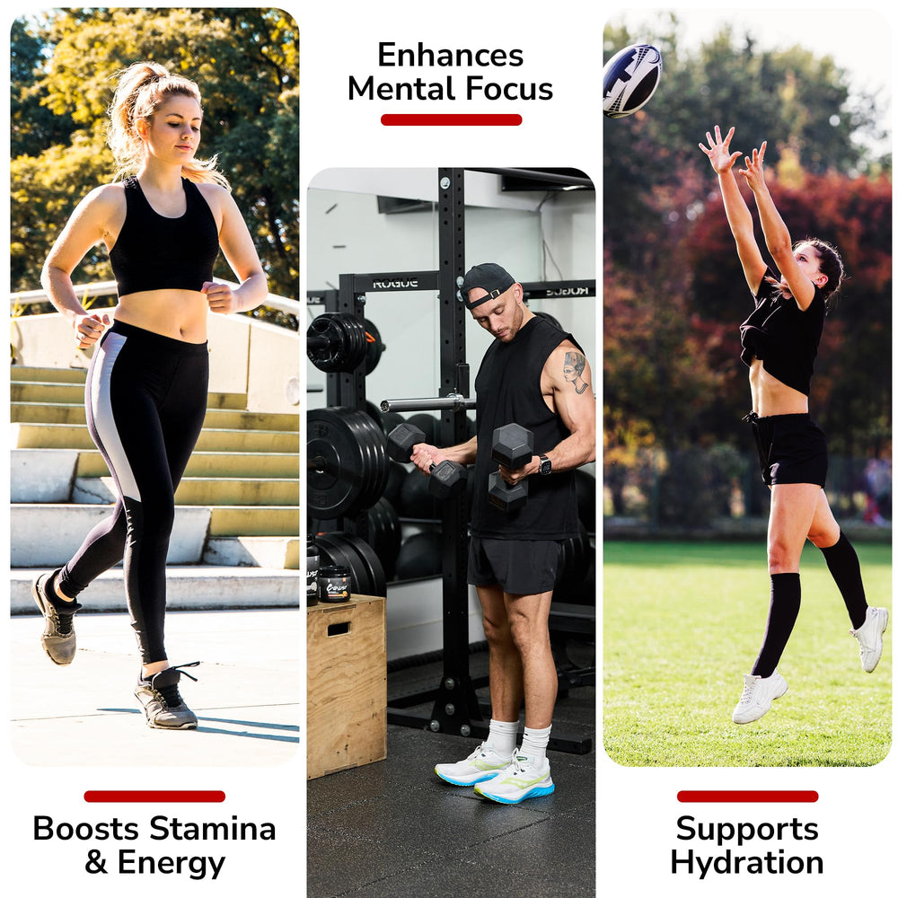 Catalyst Nutrition Enhanced Pre Workout electrolyte blend graphic underscores hydration optimization.