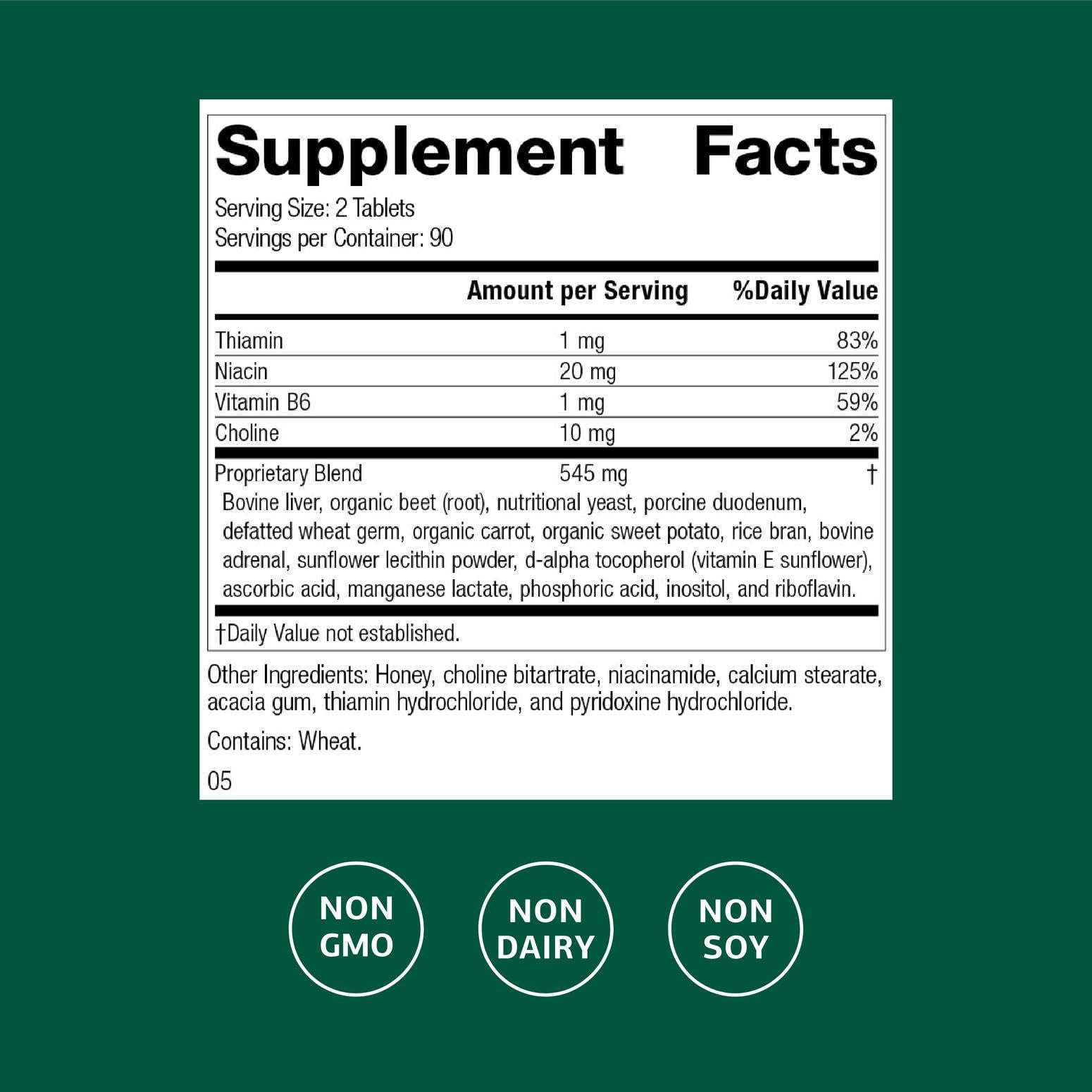 Close-up of Cataplex B label on bottle