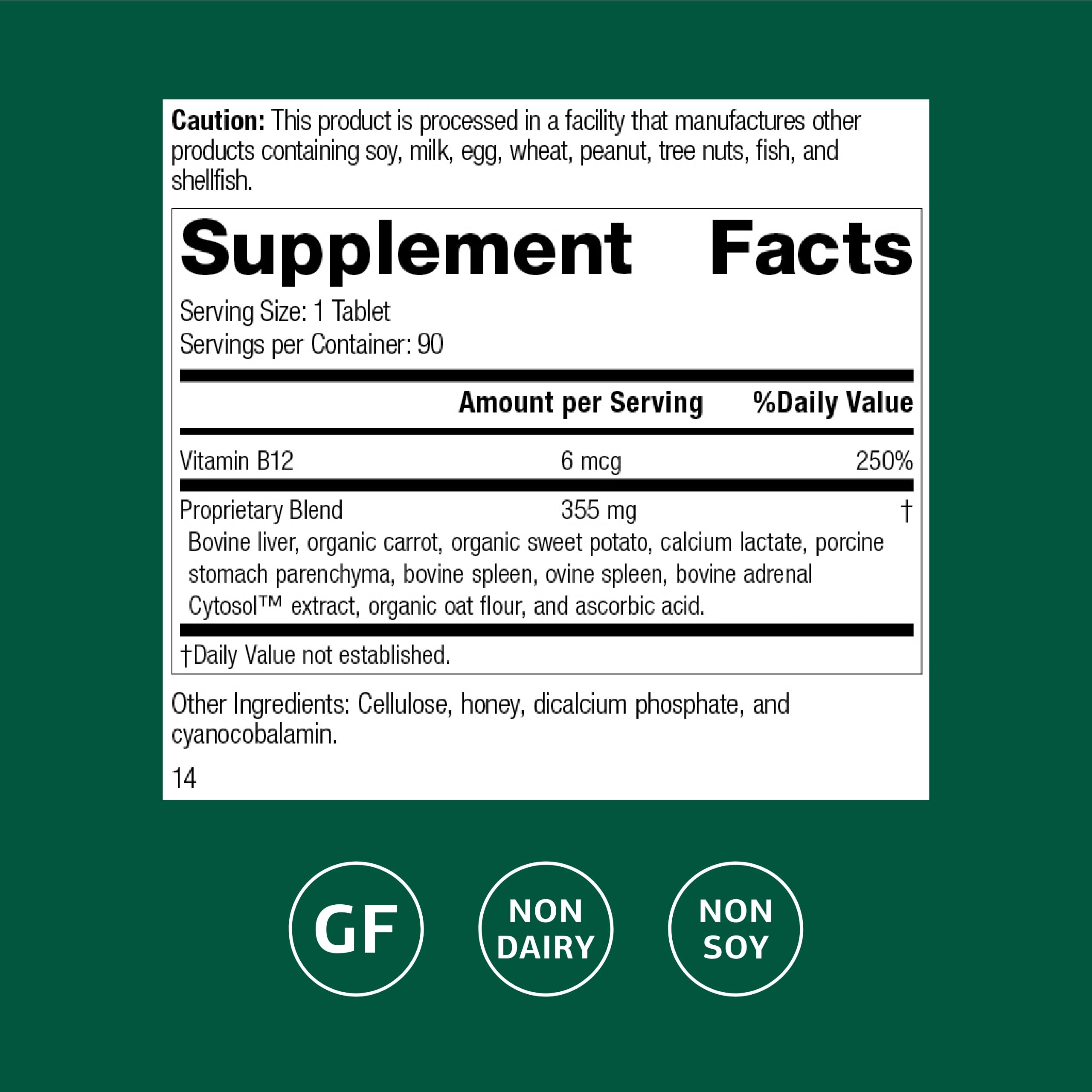 Cataplex B12 bottle label close-up