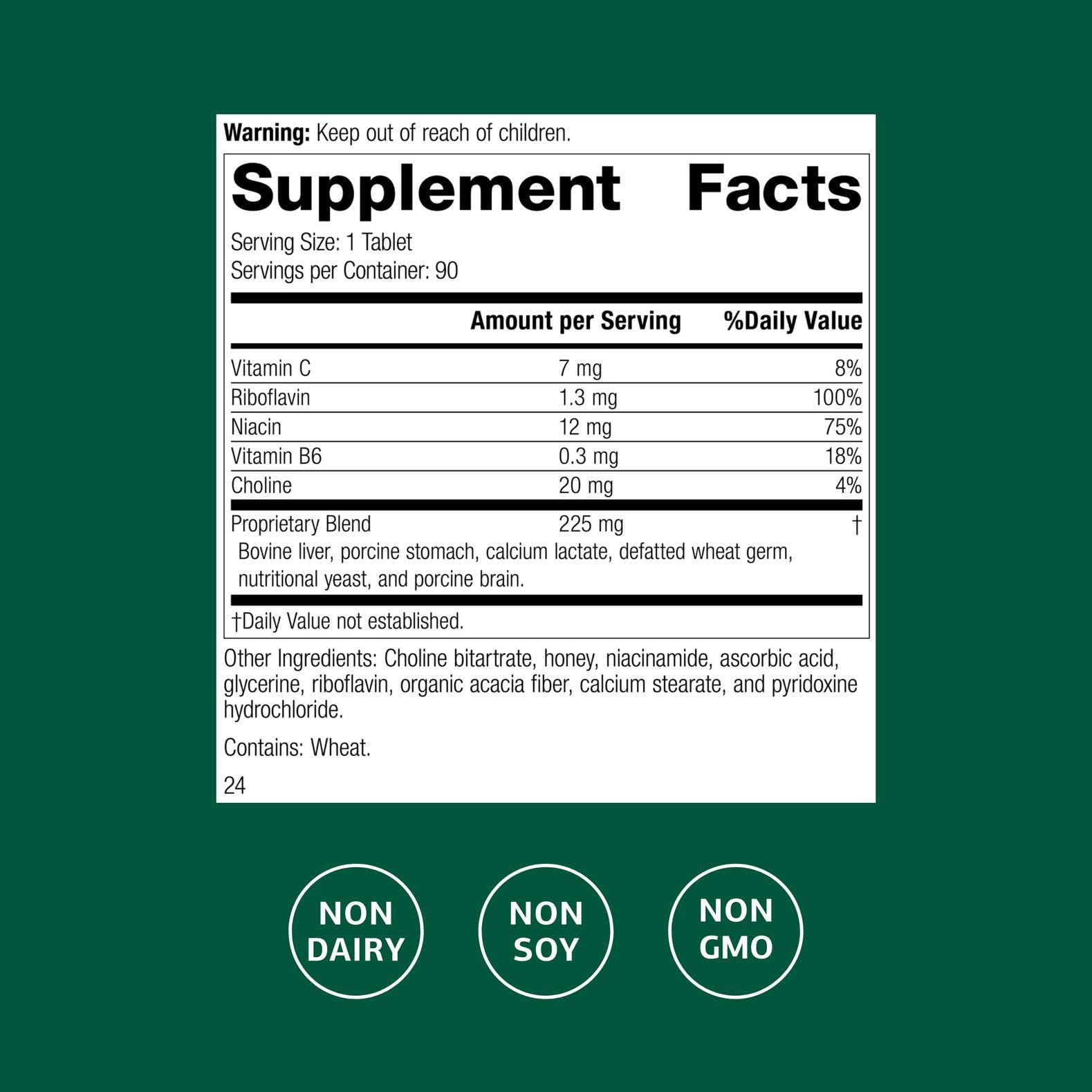 Cataplex B2 bottle label close-up