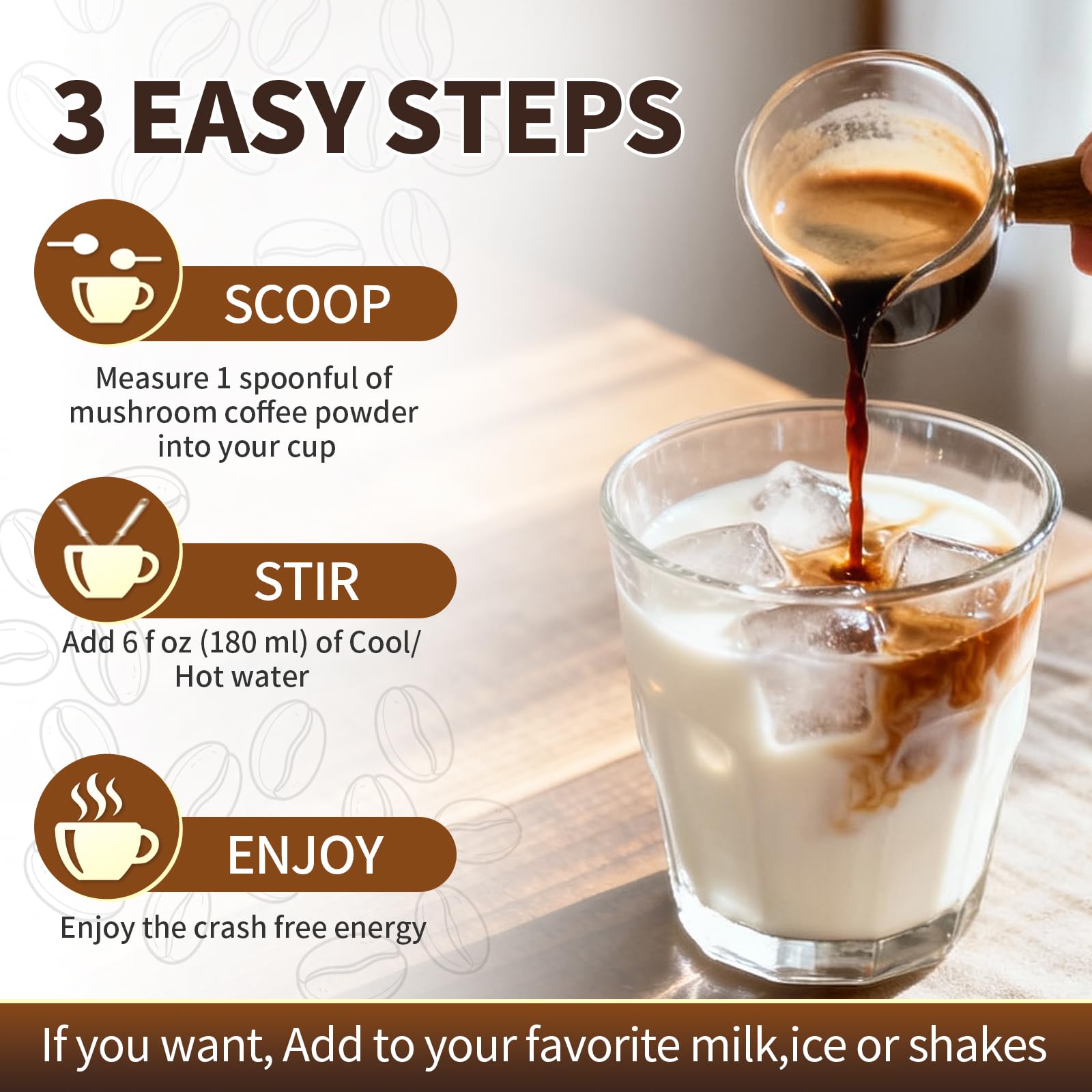 Label emphasizing low caffeine and gluten-free attributes