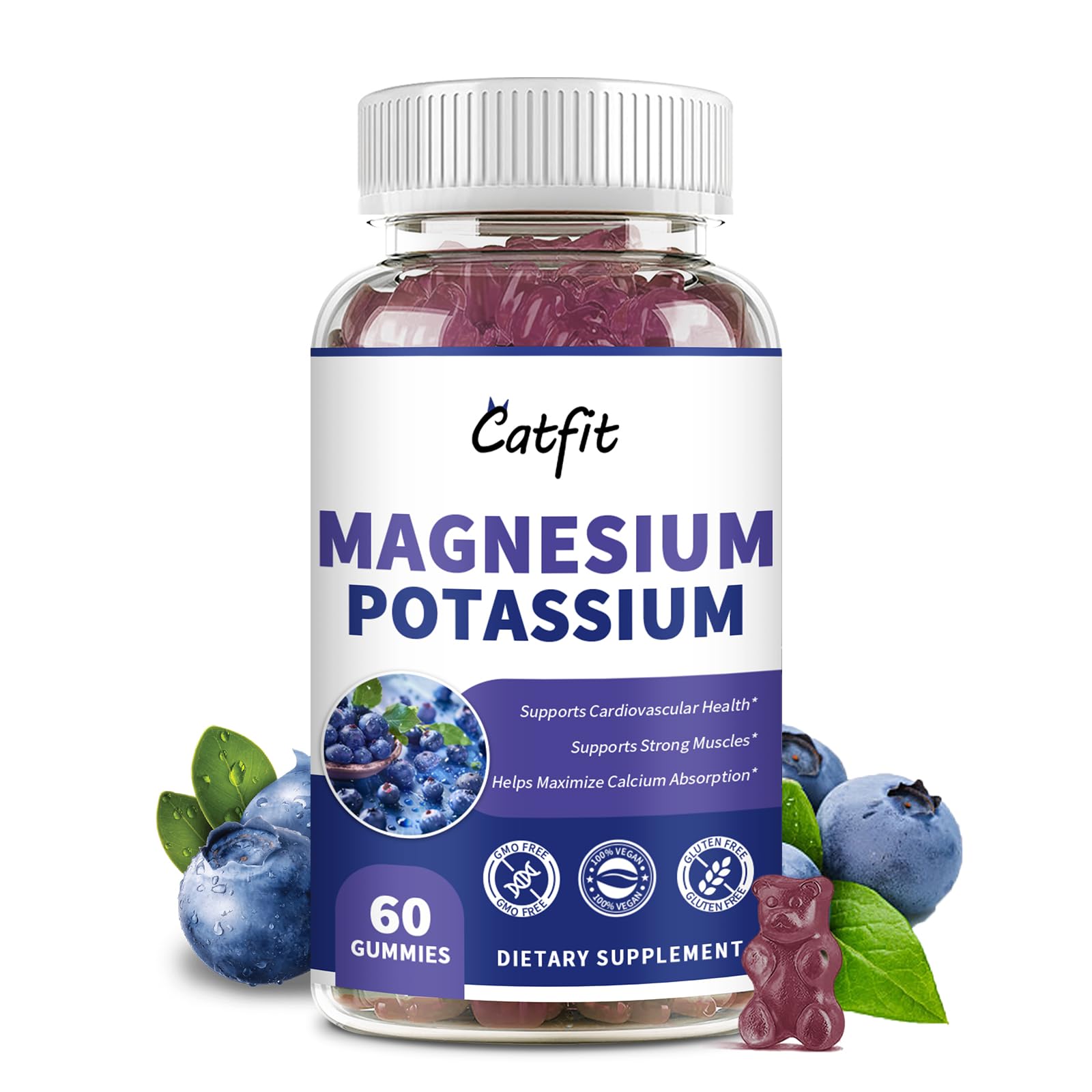 Catfit potassium magnesium gummies blueberry flavor hero image