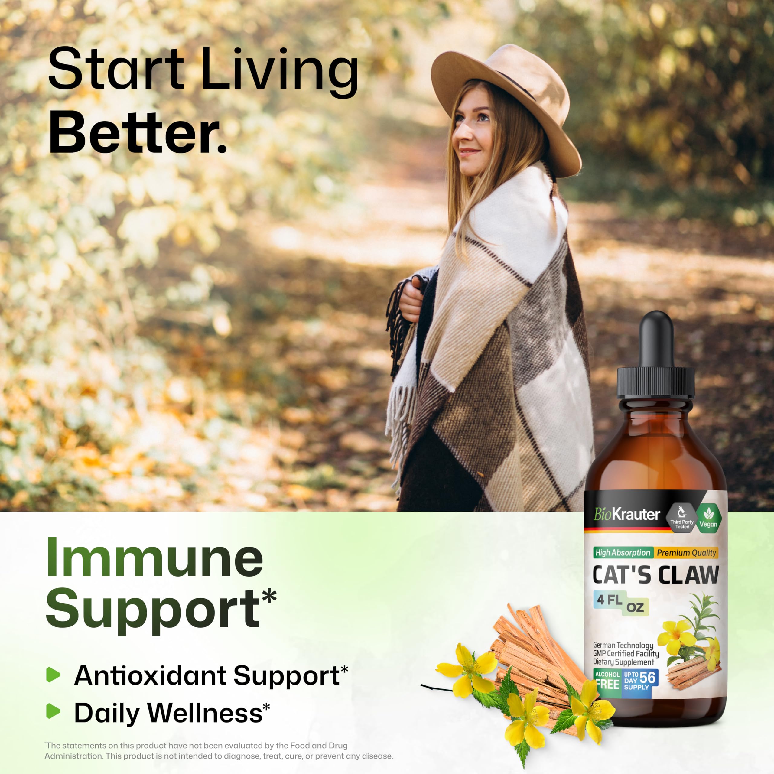 Cat's Claw tincture immune support bottle illustration
