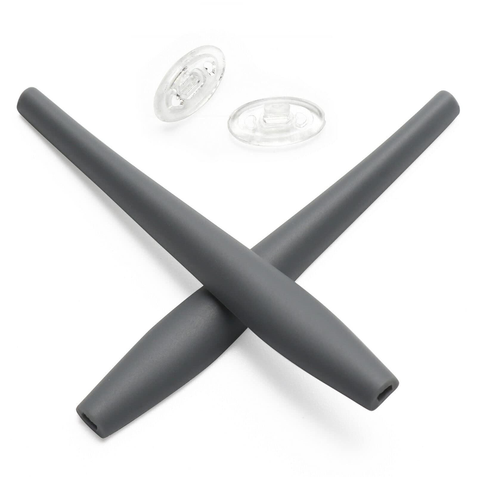 Caulo replacement temple socks and nose pads for Oakley Crosshair 2.0 OO4044 glasses - black with clear nose pads, 1 set