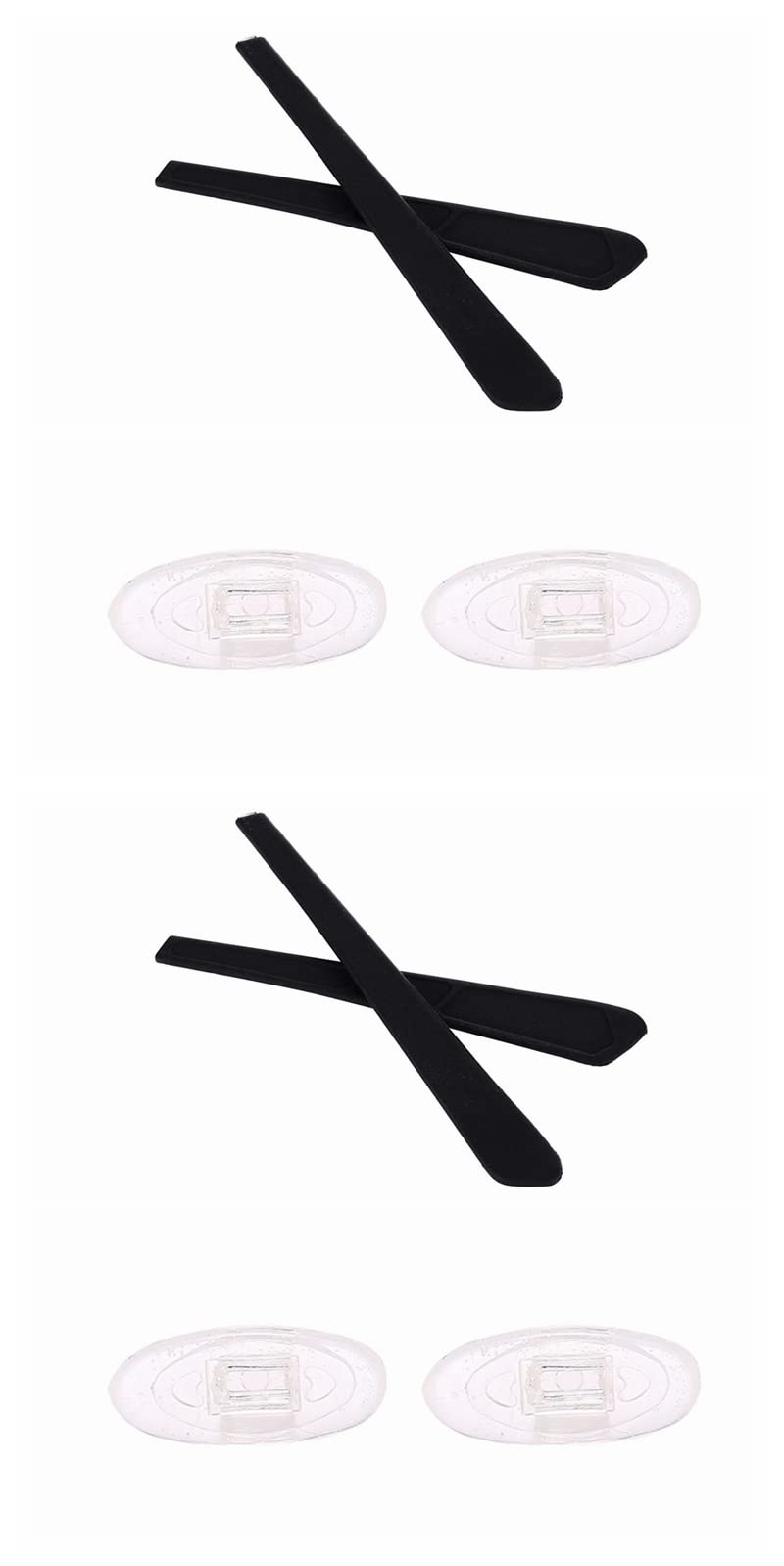 Caulo Replacement Kit for Oakley Gasser 0.5 OX5088 Eyeglass Frames - Black with Clear Nose Pads - 2 Sets