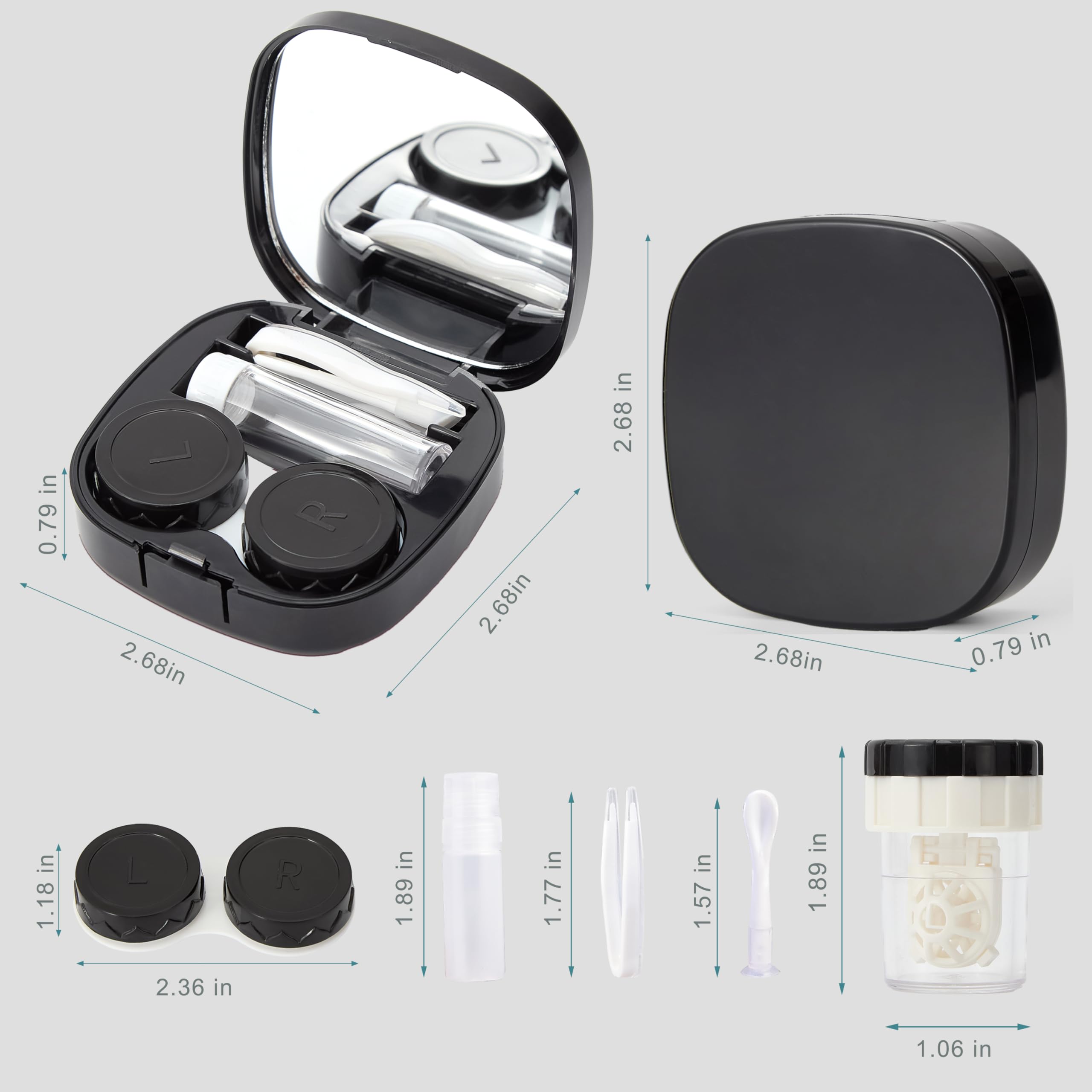 Portable contact lens case with lid and case
